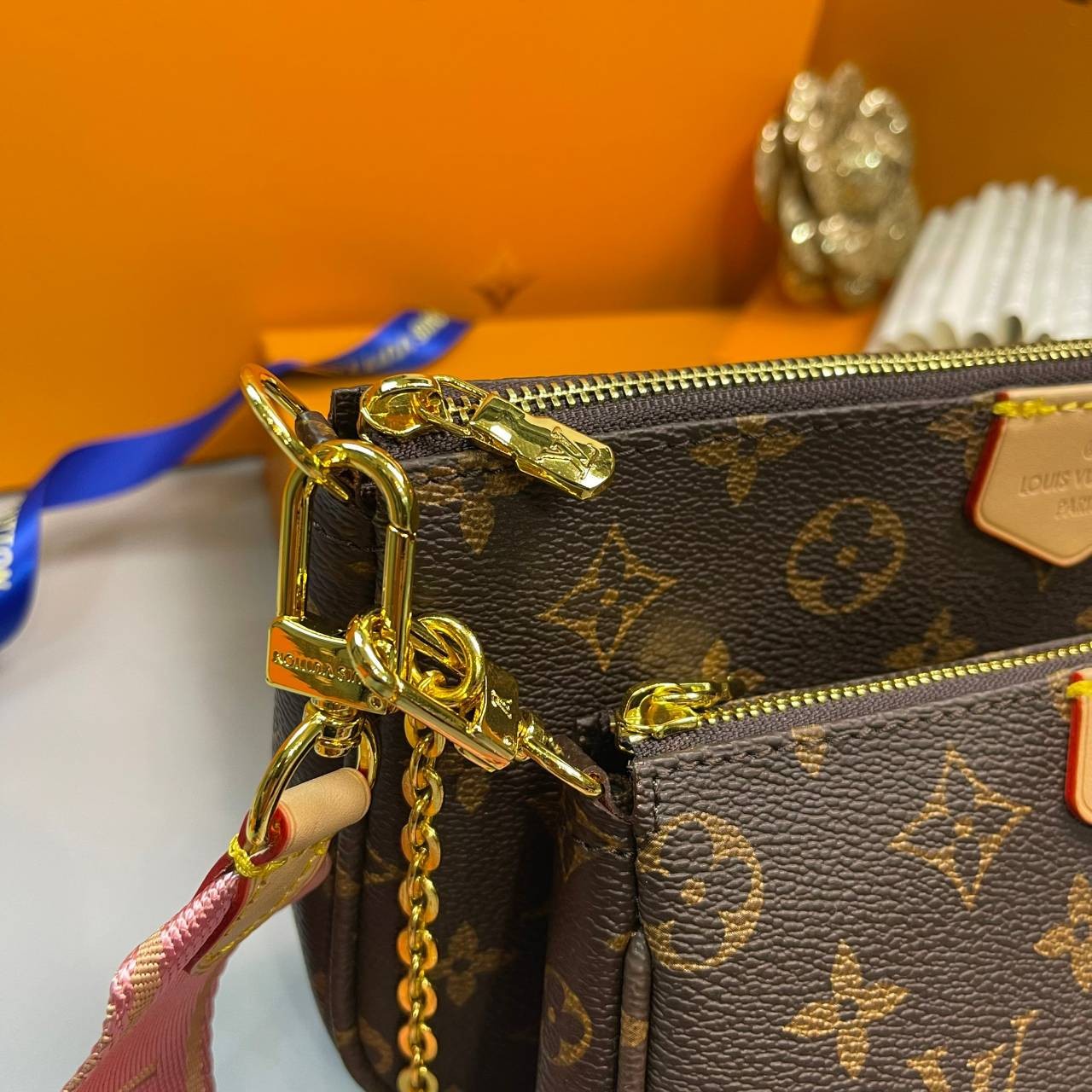 หนังแท้ LOUIS VUITTON MULTI-POCHETTE ACCESSOIRES Monogram 3in1 พร้อมส่งที่ไทย เกรดใช้งานต่างประเทศได้
