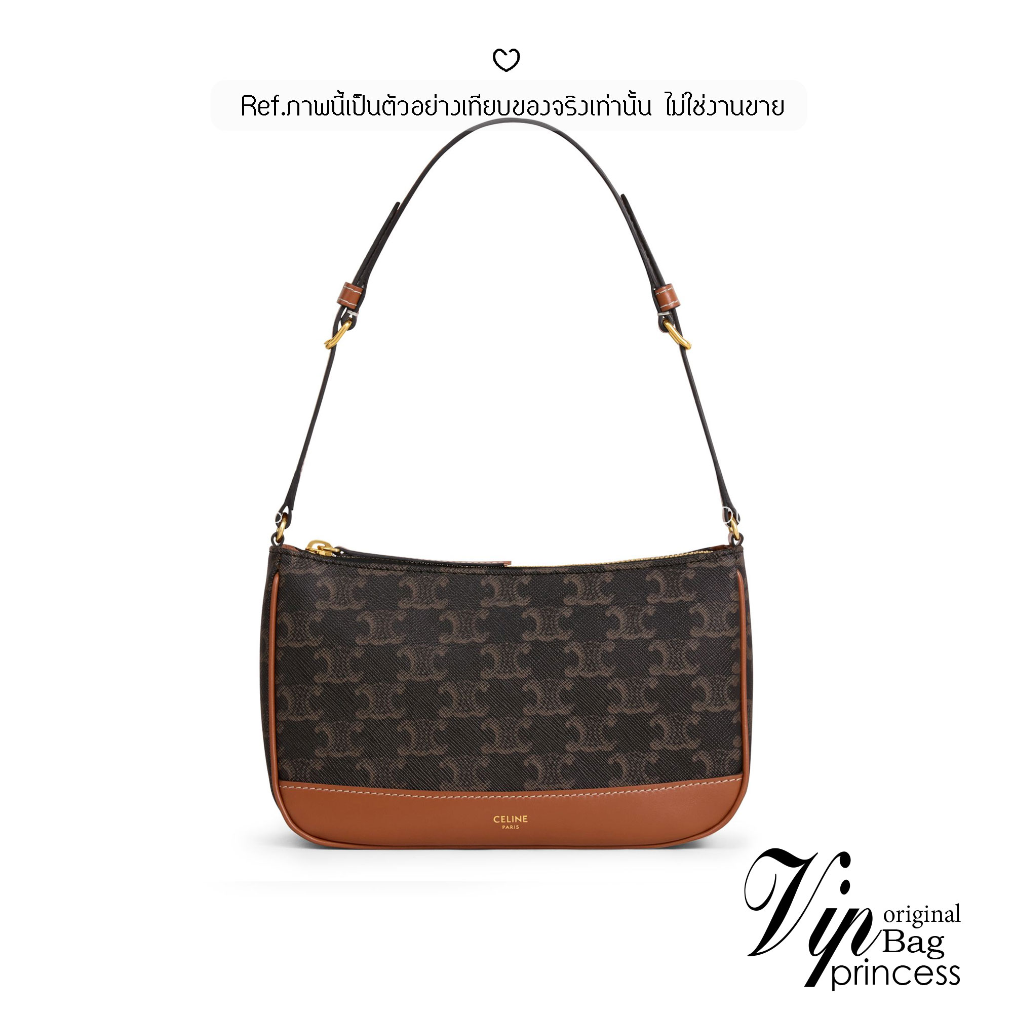 ORI หนังแท้ | CELINE Shoulder bag toile Triomphe et veau กระเป๋าสะพายไหล่ เรียบหรูคลาสิก ใช้งานง่าย เป็นใบที่แมทง่าย เข้ากับทุกลุคทุกสไตส์