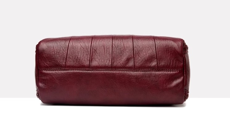 กระเป๋าสะพายข้าง กระเป๋าผู้หญิง หนังแกะ หนังนิ่ม สีดำ เงาสวย กระเป๋าถือ ใบใหญ่ ปากกว้าง แบบมีดีไซน์ ใส่ของได้เยอะ 382929