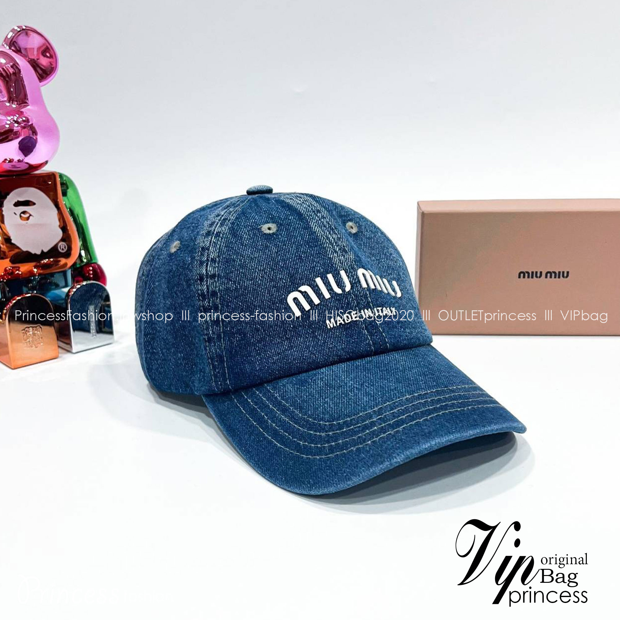 MIU MIU Denim baseball cap / MIU MIU Cap "ของมันต้องมี" หมวกงานคุณภาพที่สุด เกรดท็อปออริ เดนิมสุดคลาสสิก ใช้งานต่างประเทศได้