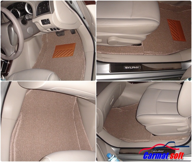 พรมไวนิลดักฝุ่น NISSAN SYLPHY สีน้ำตาล เต็มคัน 12ชิ้น
