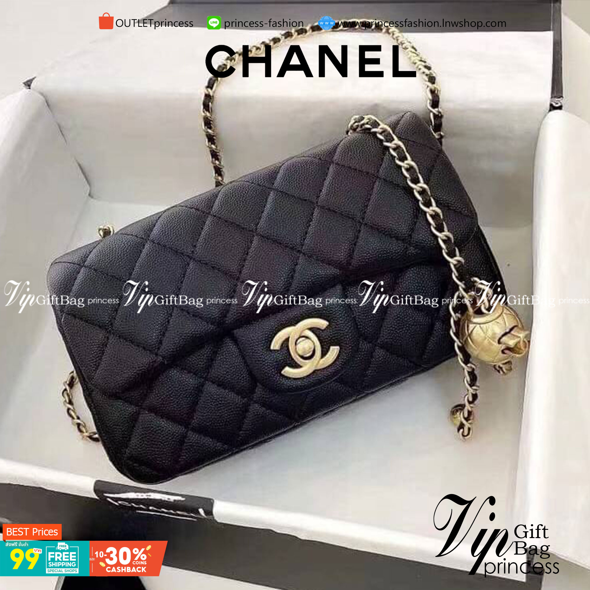 CHANEL MINI FLAP BAG CAVIAR Leather GOLD tone hardware พร้อมส่ง 5 สี