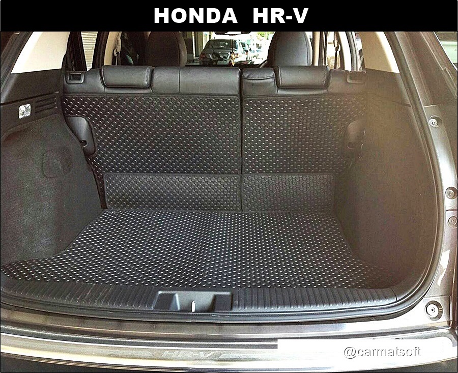 แผ่นปูท้ายรถ HONDA HR-V ลายกระดุมEVA สีดำ เข้ารูป ตรงรุ่นรถ