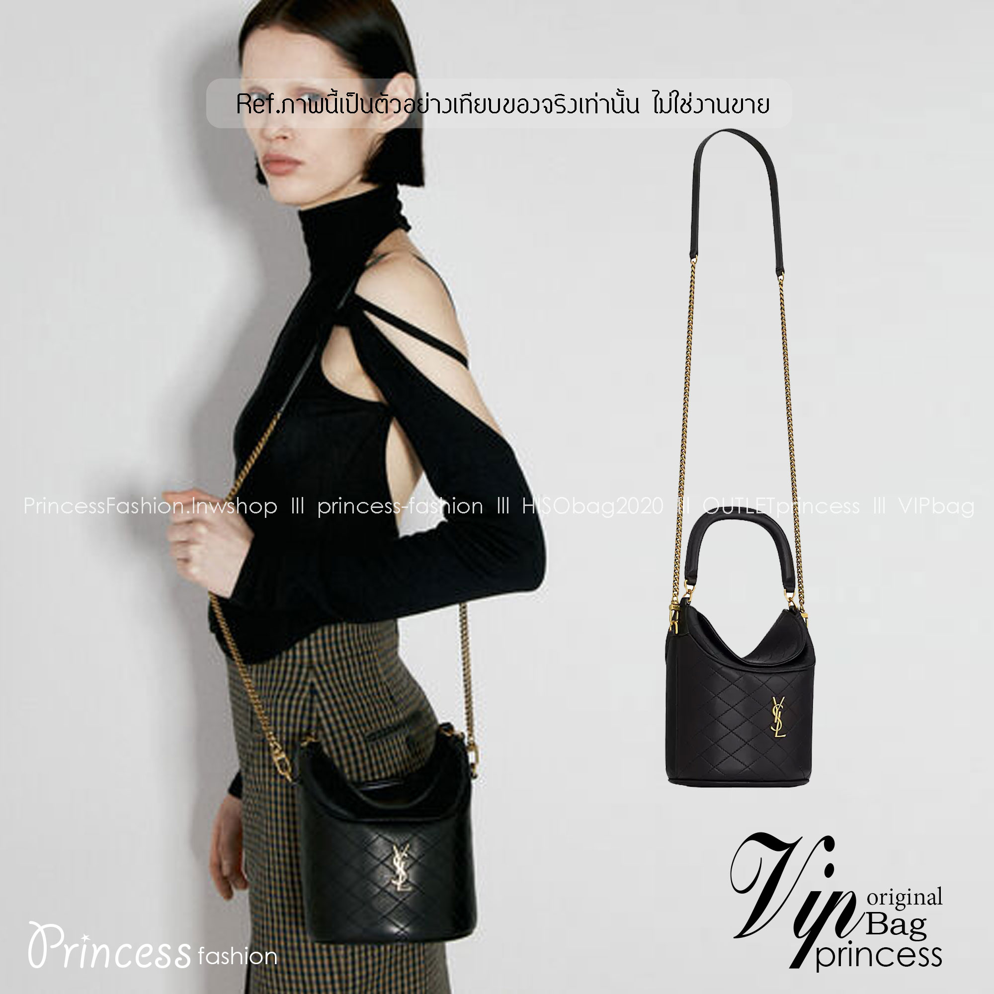 YSL mini Gaby lambskin bucket bag กระเป๋าสะพายทรงถัง งานหนังเต็มใบ สีดำอะไหล่ทองสวยคลาสสิก 🧡เกรดวีไอพี ไฮเอน