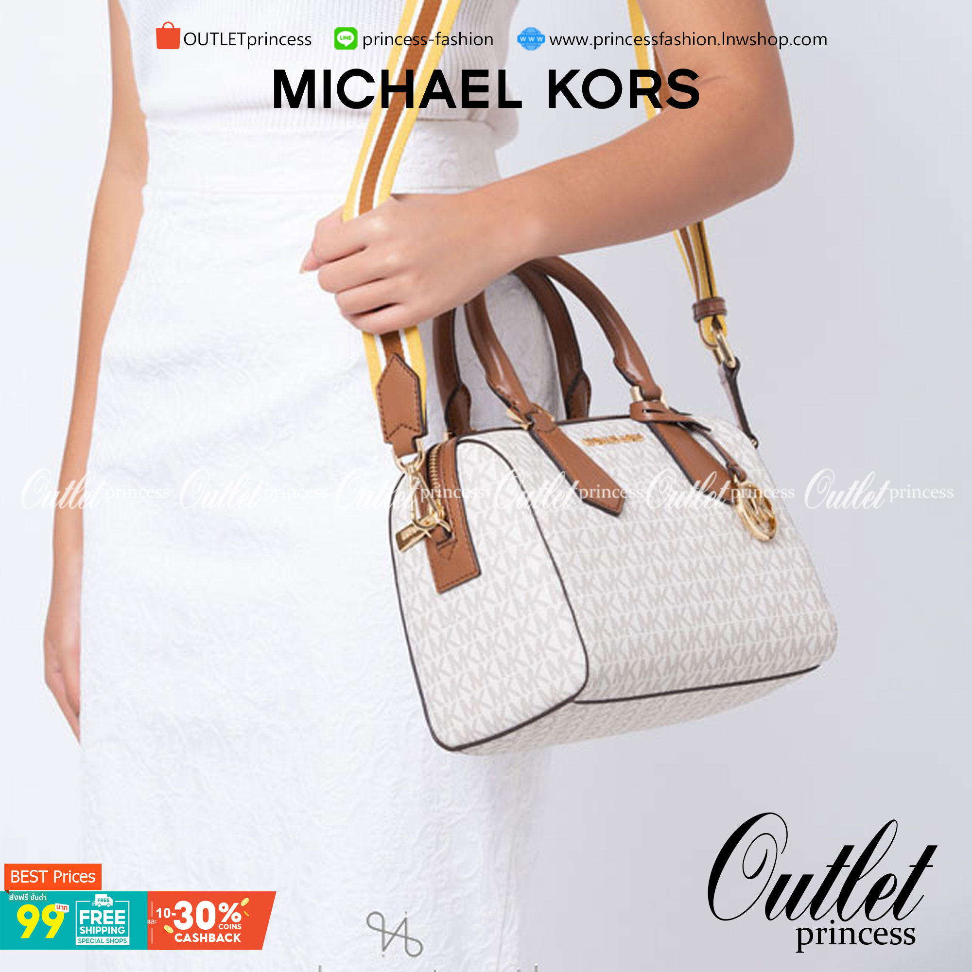 MICHEAL KORS HAYES DUFFLE BAG กระเป๋าสะพายทรงหมอนยอดฮิต ขนาดกลาง วัสดุหนังสังเคราะห์ปั้มลาย MK ทั้งใบ สวยอยู่ทรง ประดับโลโก้แบรนด์ด้านหน้า ด้านในบุผ้าไนลอน มีช่องซิปอีกหนึ่งช่อง สามารถใส่กระเป๋าสตางค์ใบยาว มือถือ iphone เงิน ของจุกจิกได้ มาพร้อมแท็กห้อยสุ