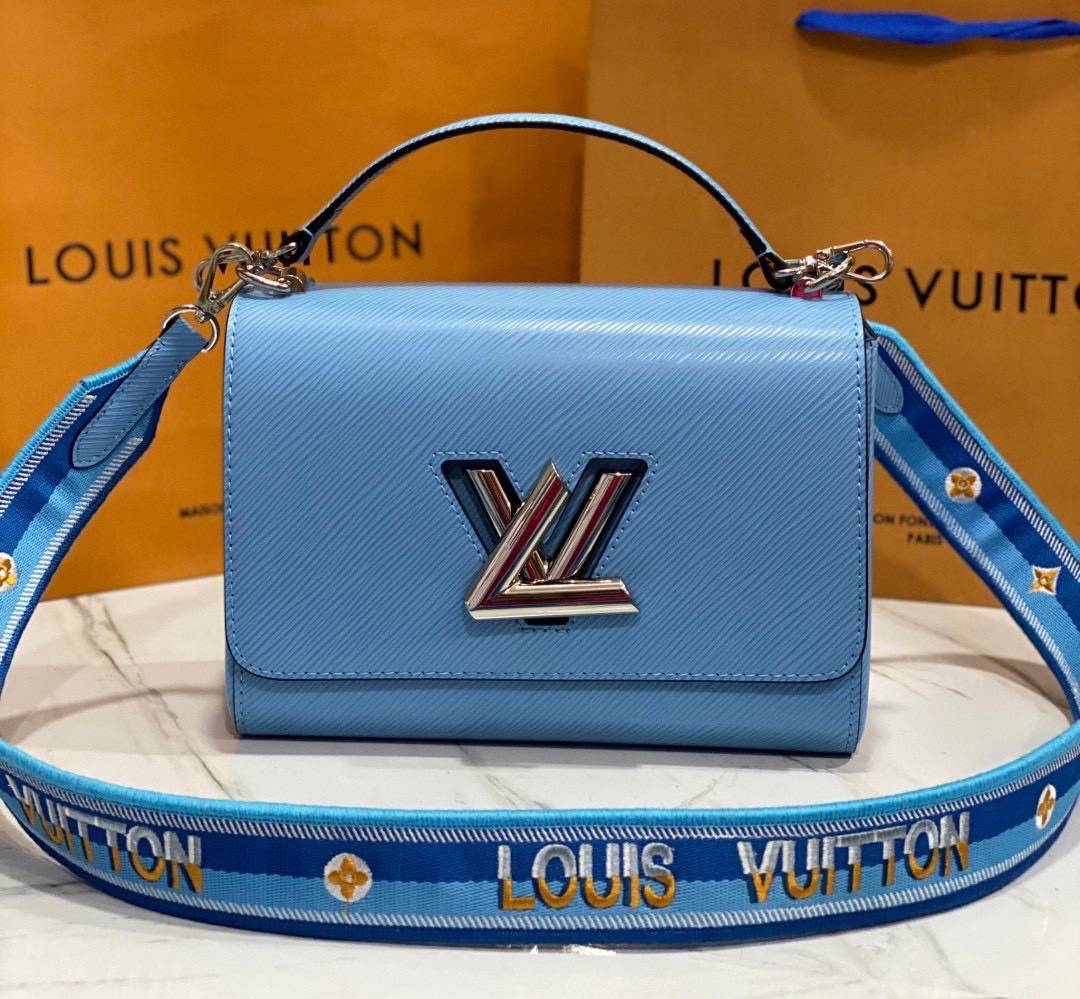 ORI หนังแท้ | LV Twist MM bag Epi grain leather กระเป๋าสะพาย/กระเป๋าถือรุ่น พร้อมสายสปอร์ต หนังลายเกรน Epi โดดเด่นด้วยโลโก้หน้า สวยหรูเป็นเอกลักษณ์ ดีไซน์คัลเลอร์บล็อค สัมผัสโดดเด่นแมตช์กับทุกสไตล์