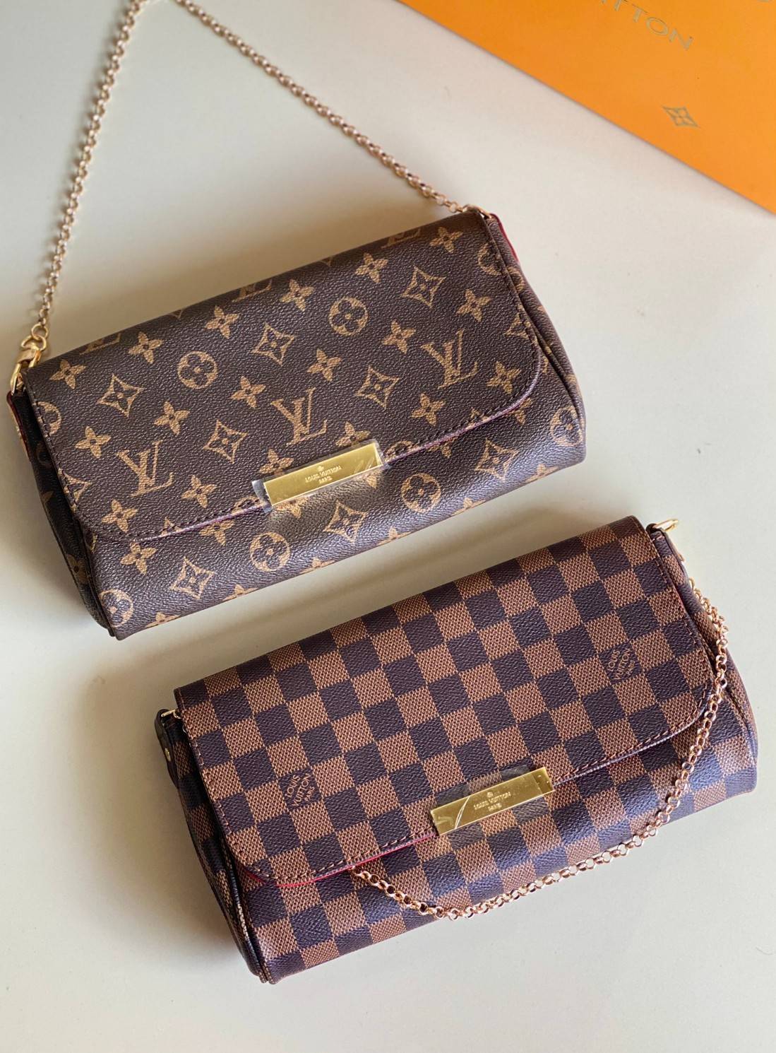 VIP 】หนังแท้ LOUIS VUITTON Favorite Monogram Damier Ebene MM