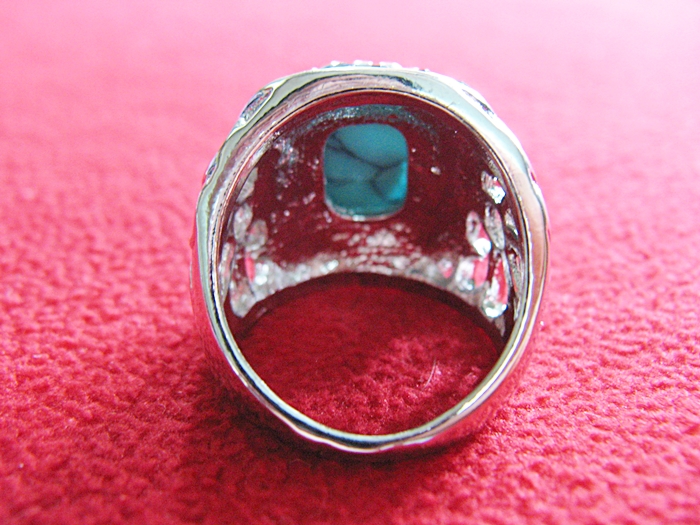 สินค้าหมดค่ะ แหวนหินเทอร์ควอยส์สีฟ้า โรเดียมสีเงิน(มีโชค)แบบ1ค่ะ