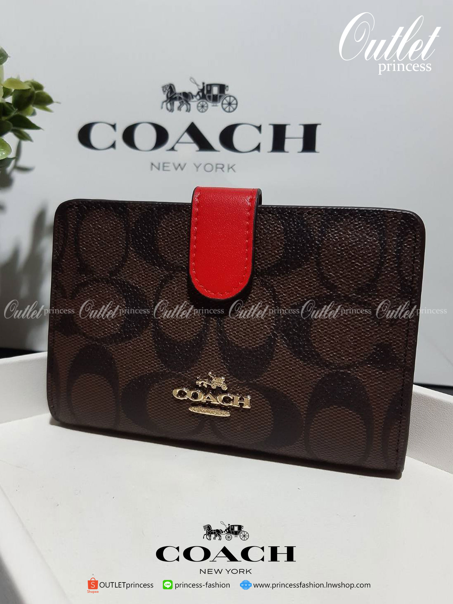 ของแท้ COACH F23553 MEDIUM CORNER ZIP WALLET IN SIGNATURE CANVAS กระเป๋าสตางค์ใบกลาง ขนาดกำลังเหมาะมือ