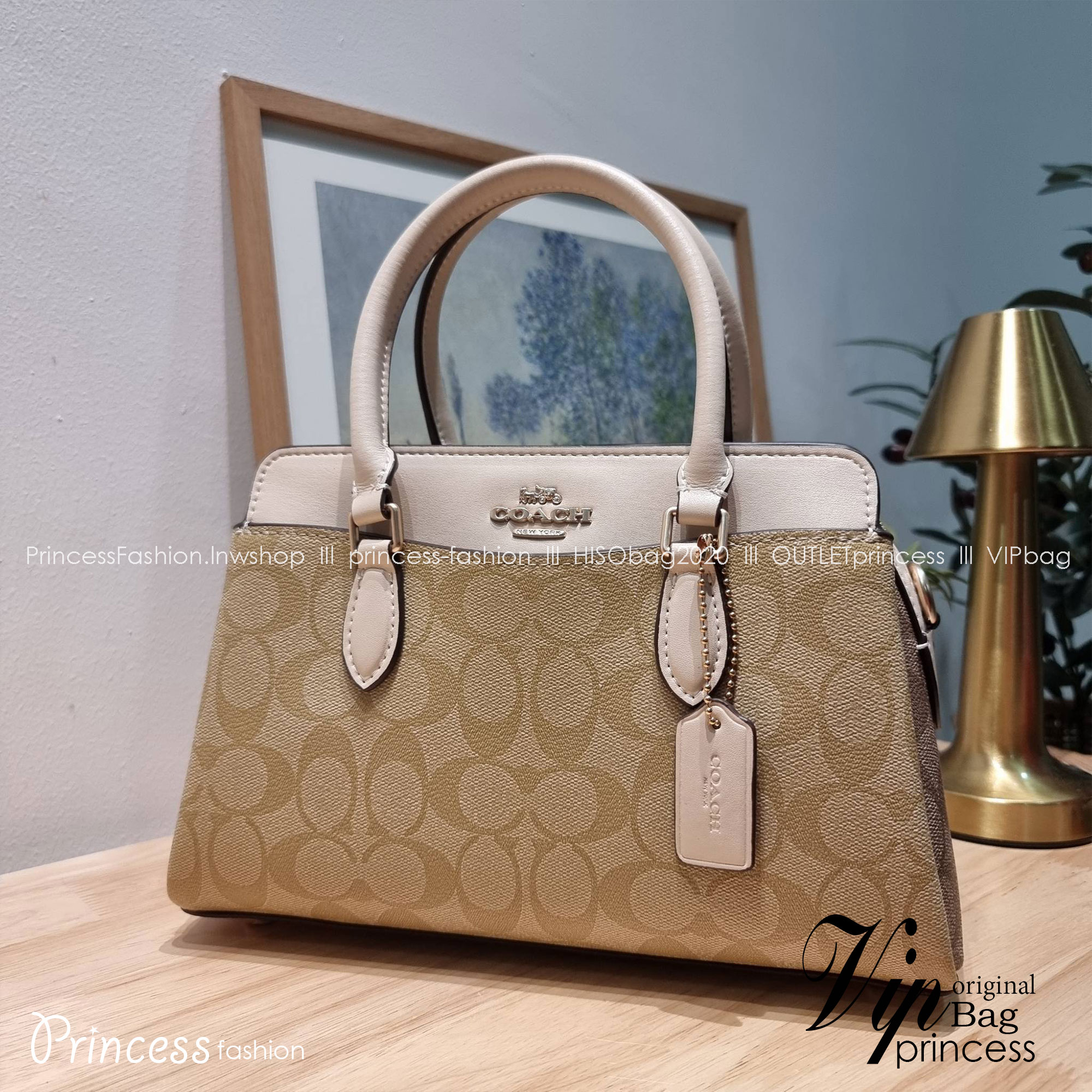COACH MINI DARCIE CARRYALL IN SIGNATURE CANVAS CH174 พร้อมส่ง กระเป๋าสะพายทรงถัง ไซส์มินิ ดีไซน์ออกมาดูหรูมาก สวย คลาสสิค มาพร้อมสายสะพายข้างและหูหิ้วในตัว