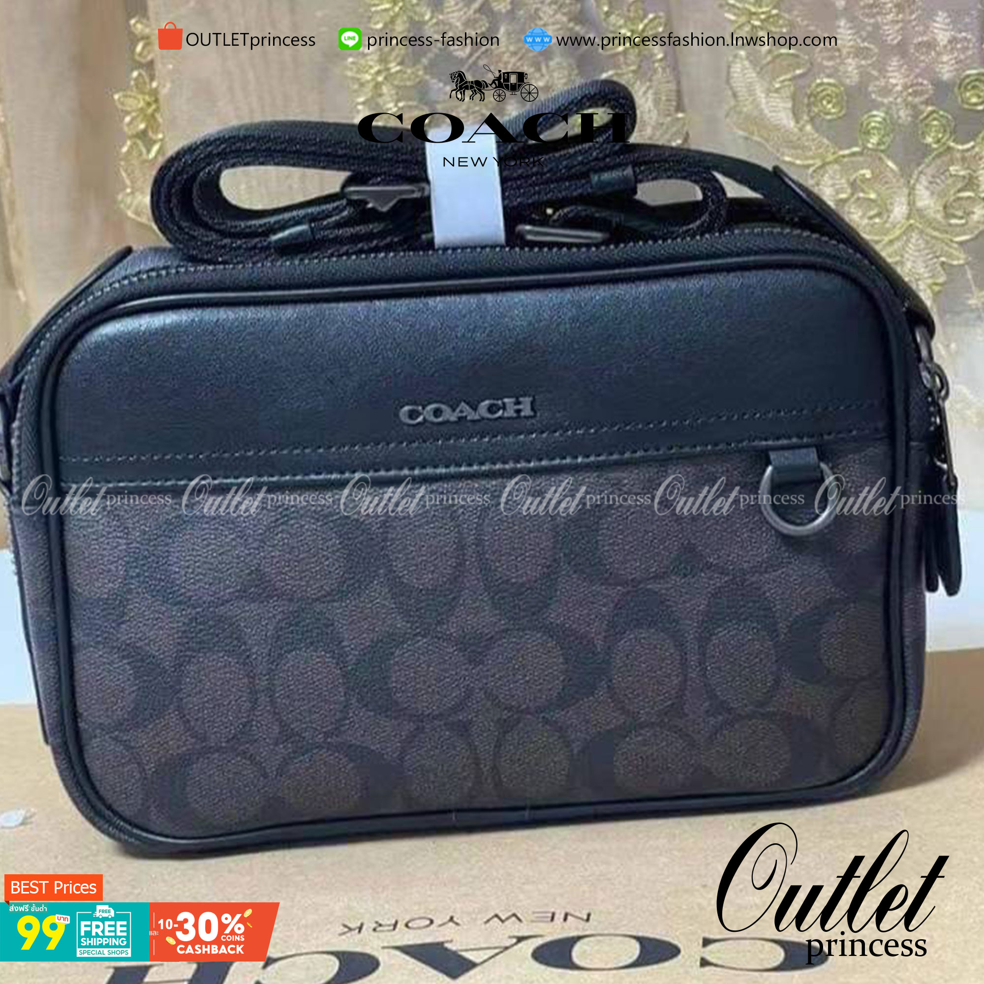 COACH GRAHAM CROSSBODY IN SIGNATURE CANVAS (COACH C4149) กระเป๋าครอสบอดี้รุ่นยอดฮิตสำหรับหนุ่มๆ ที่สาวๆก็ใช้ได้!! รูปทรงดีไซน์คลาสสิค ใช้งานสะดวก วัสดุหนังแคนวาสเคลือบลาย เปิด-ปิดด้วยซิป ภายในเป็นช่องโล่ง ใส่ของสำคัญได้ครบ สายสะพายปรับได้ตามตัว มีมาให้ช้อ