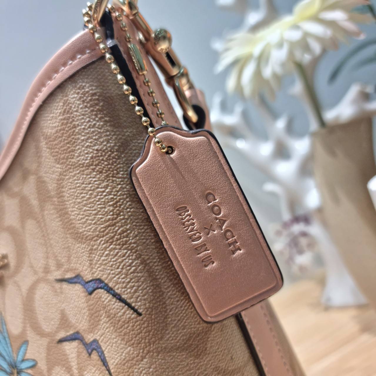 CU394 COACH x OBSERVED BY US CITY BUCKET BAG IN SIGNATURE CANVAS กระเป๋าทรงบัคเก็ต ดีไซน์ลวดลายดอกไม้น่ารักน่าใช้ เกรดท็อปออริ 1:1 สลับแท้