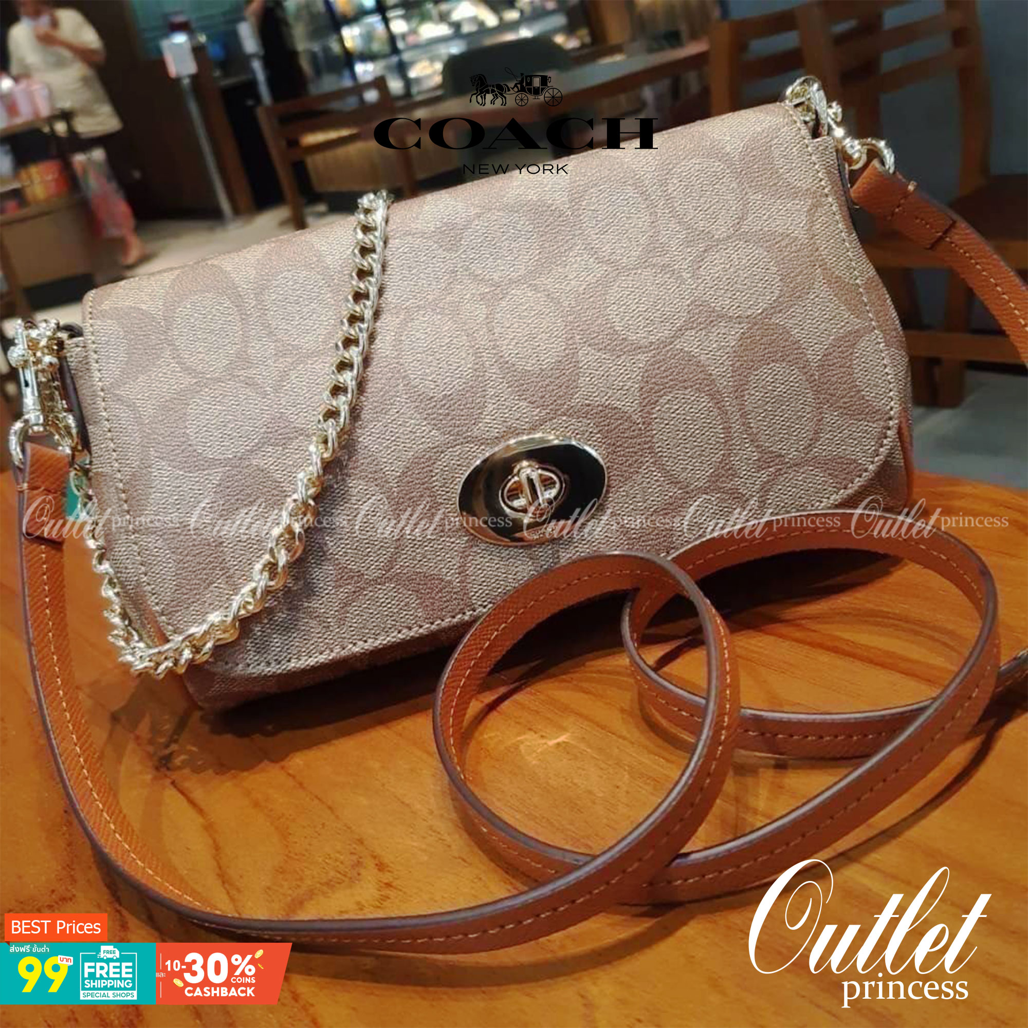 COACH F34615 MINI RUBY CROSSBODY IN SIGNATURE CANVAS ไอเท็มหายาก!! Best seller!! ยกให้น้องเลย!! 👍🎊👍💥 กระเป๋าสะพายข้างรูบี้ ทรงกะทัดรัด ไซส์กำลังดี ดีไซน์เรียบหรูในความเป็นเอกลักษณ์โค้ช ใช้งานง่าย สะดวก วัสดุหนังแคนวาสเคลือบ