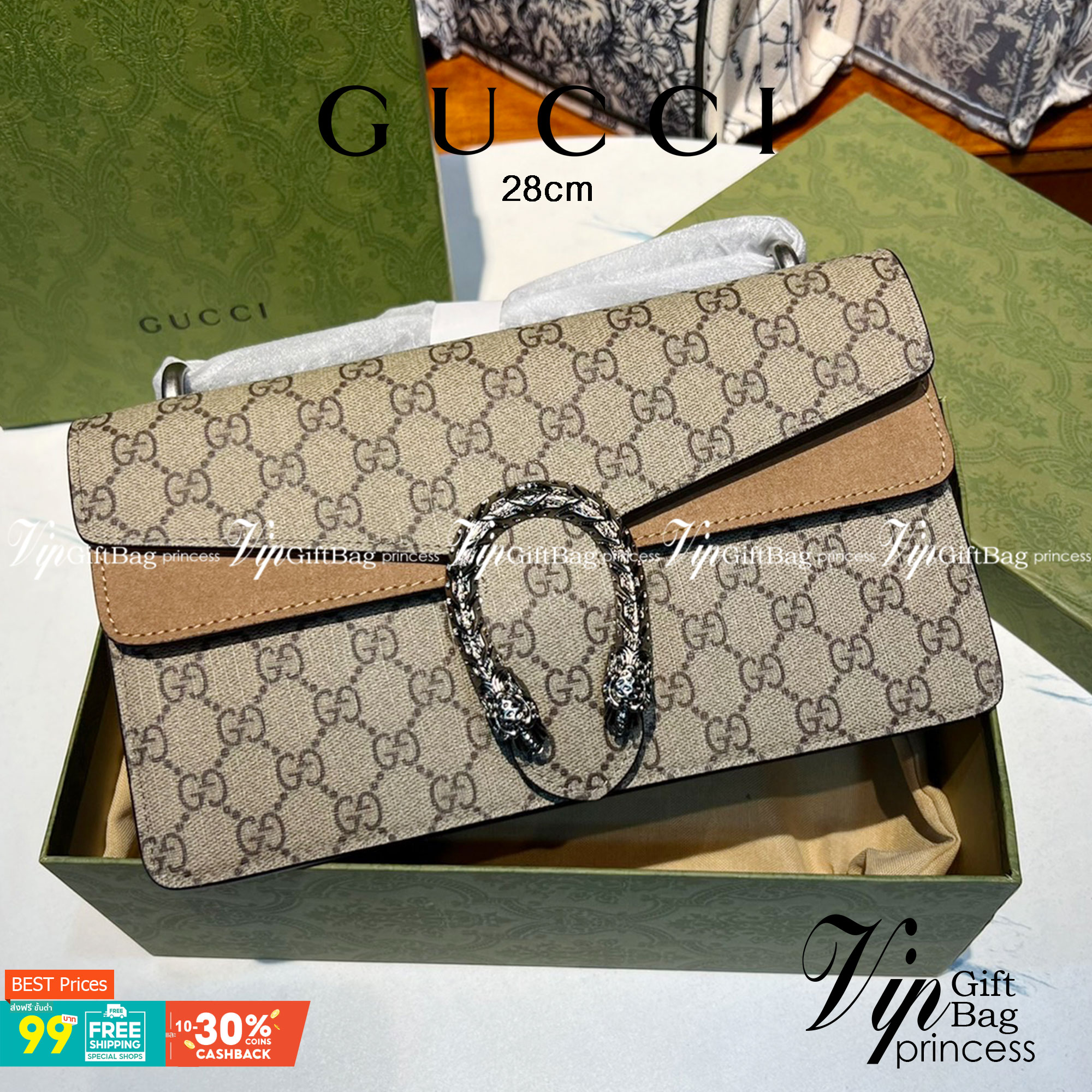 28CM หนังแท้ GUCCI Dionysus shoulder bag ฮอตไอเท็ม รุ่นนี้ขายดีขายหมด สวยหรู คุณหนู ผู้ดีมาก!! นานๆ มาจะมาน้าา รุ่นหายากค่ะ กระเป๋าสะพายข้าง ดีไซน์อยู่ทรง ขนาดกำลังสะดวกใช้สำหรับสาว วัสดุหนังแท้เต็มใบ ภายในแบ่งสัดส่วนได้เป็นอย่างดี งานจริงดีงาม สาวๆได้ไปร