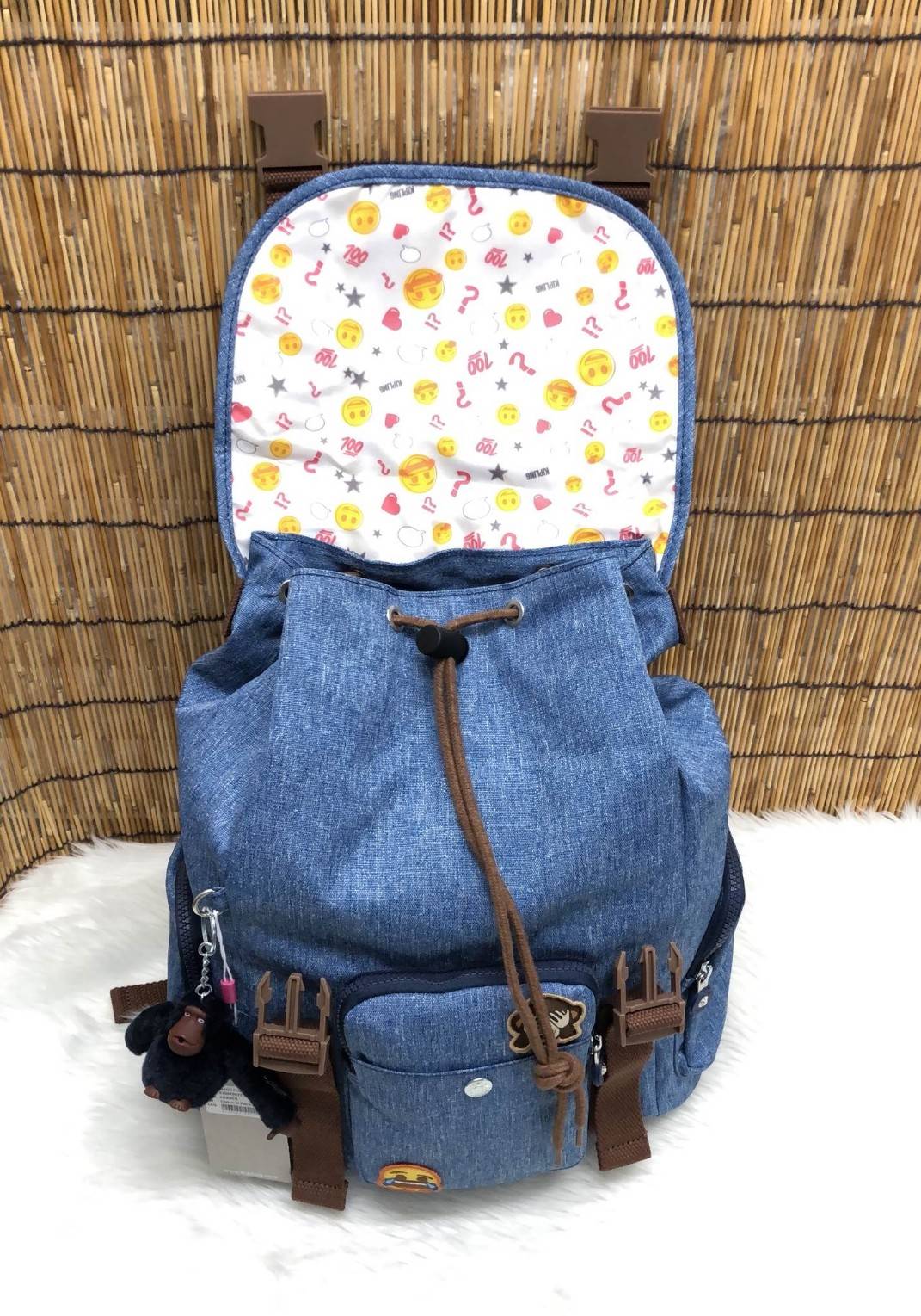 New arrival !!! Kipling Emoji Adaven Backpack Bag 2018 (Kipling Factory OEM HK) k70079 Limited edition emoji พร้อมส่งที่ไทยค่ะ กระเป๋าสะพายหลัง วัสดุ cotton+ polyester อย่างดี