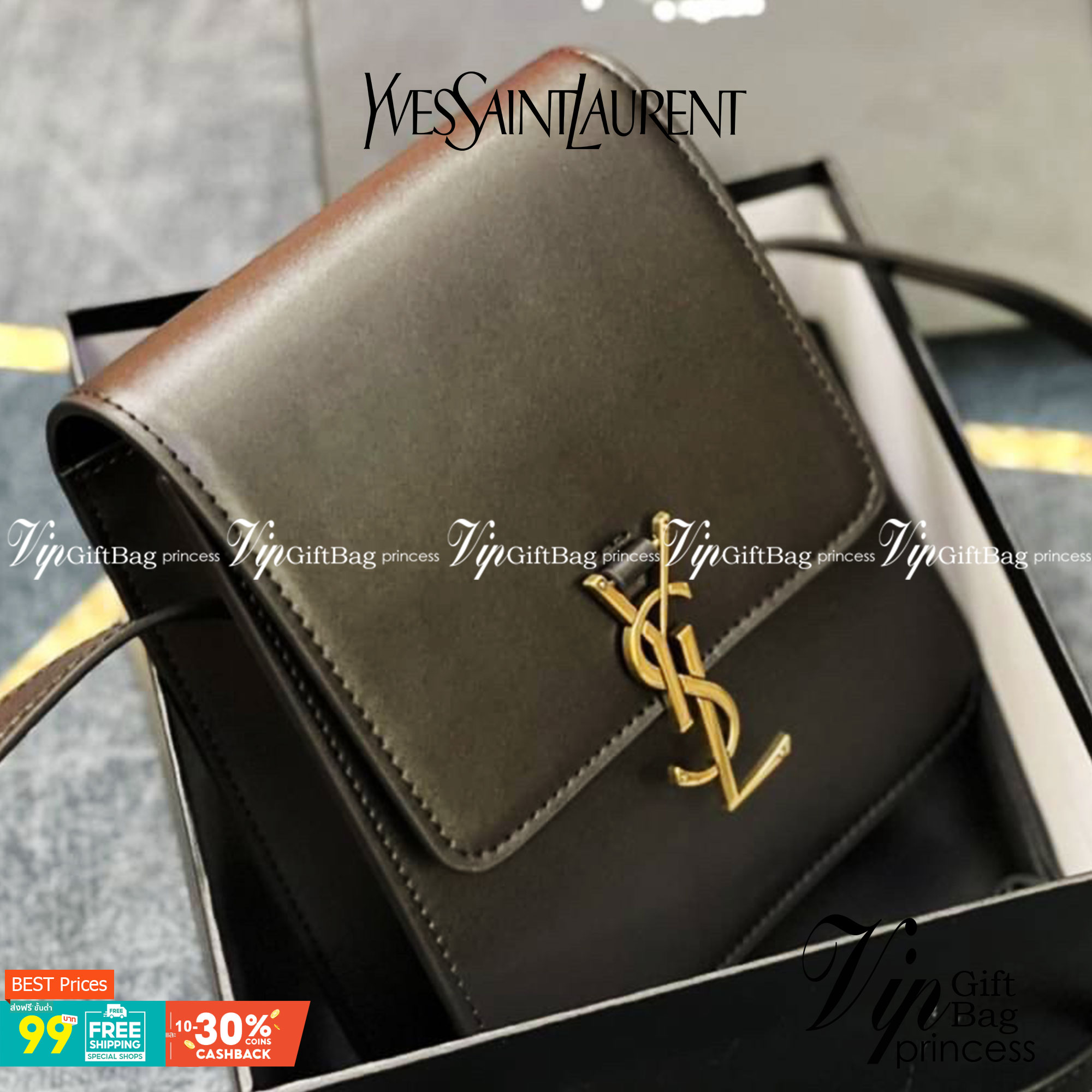 หนังแท้ YSL Yves Saint Laurent small leather shoulder bag กระเป๋าสะพายทรงเหลี่ยมแนวตั้งดีไซน์สวยหรูอยู่ทรงมีโลโก้แบรนด์ด้านหน้า อะไหล่ทองสวยหรู ภายในโล่งกว้าง สายสะพายหนังยาวปรับระดับได้ Rare items เด็ดๆแบบนี้ห้ามพลาด!
