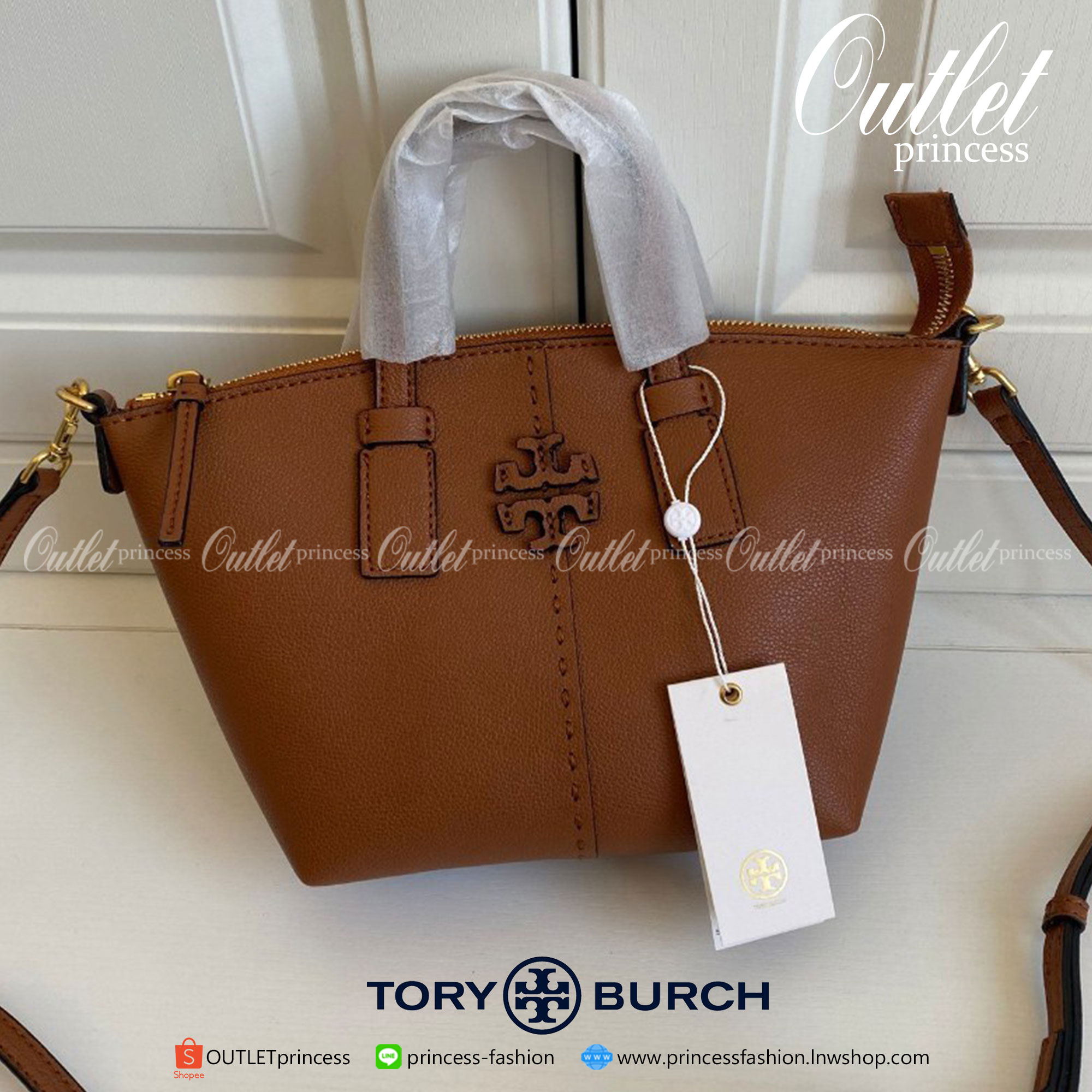 Tory Burch Mcgraw Colorblock Mini Top Zip Satchel กระเป๋าสะพายทรงสวย ใบขนาดเล็กกำลังดี *วัสดุหนังแท้ทั้งใบ หนังสวยมาก