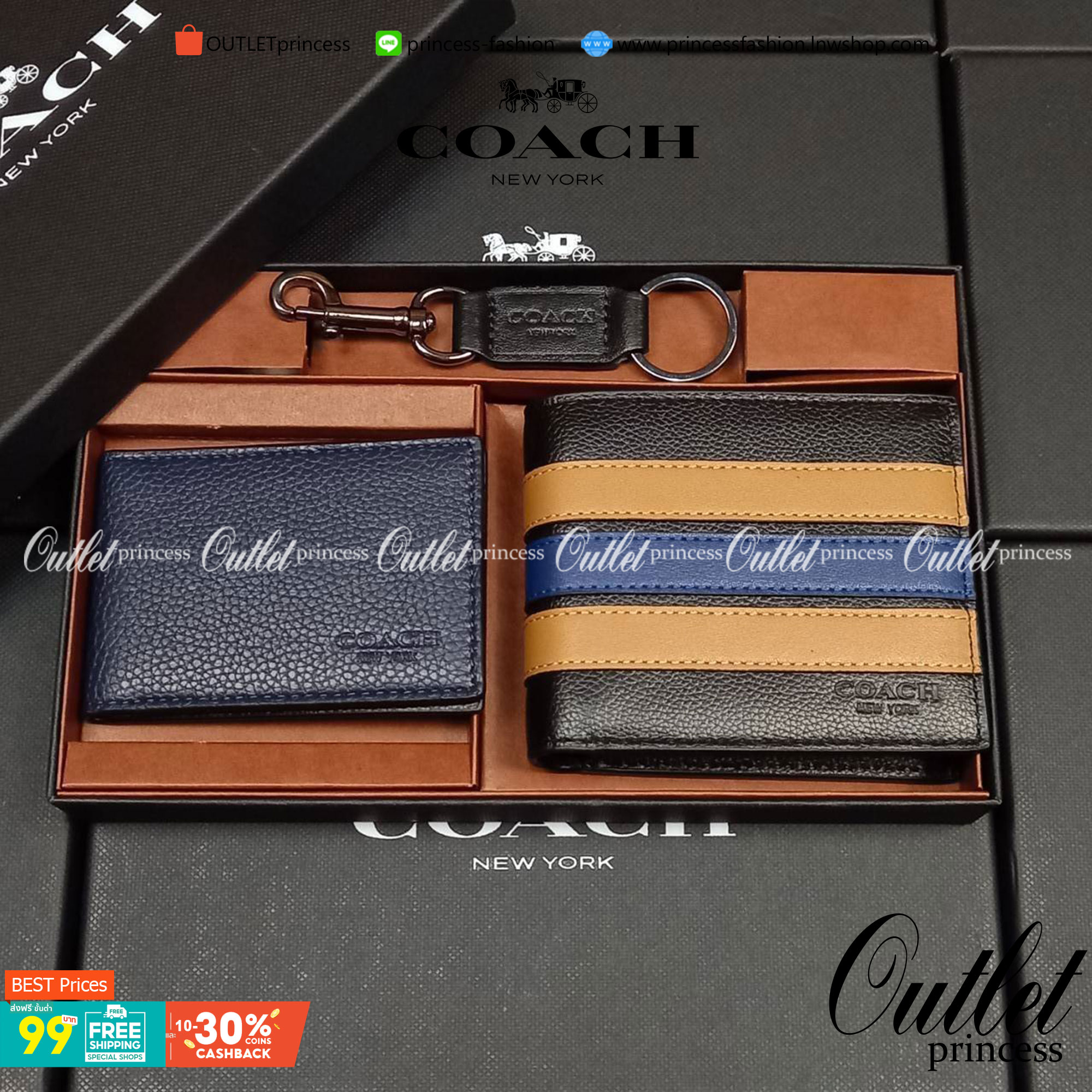 COACH 3-IN-1 WALLET WITH VARSITY STRIPE WITH KEY FOB LIMITED BOX(COACH 3007)🍁กระเป๋าสตางค์ มี ID ใบลูก สำหรับใส่บัตรแยก มีพวงกุญแจ ใช้แล้วดูหล่อสุดๆ🔸️**จะใช้เอง หรือเป็นของขวัญให้คนสำคัญ ก็ตอบโจทย์มากๆ **รับประกันว่า หยิบใช้แบบวางไม่ลงกันเ