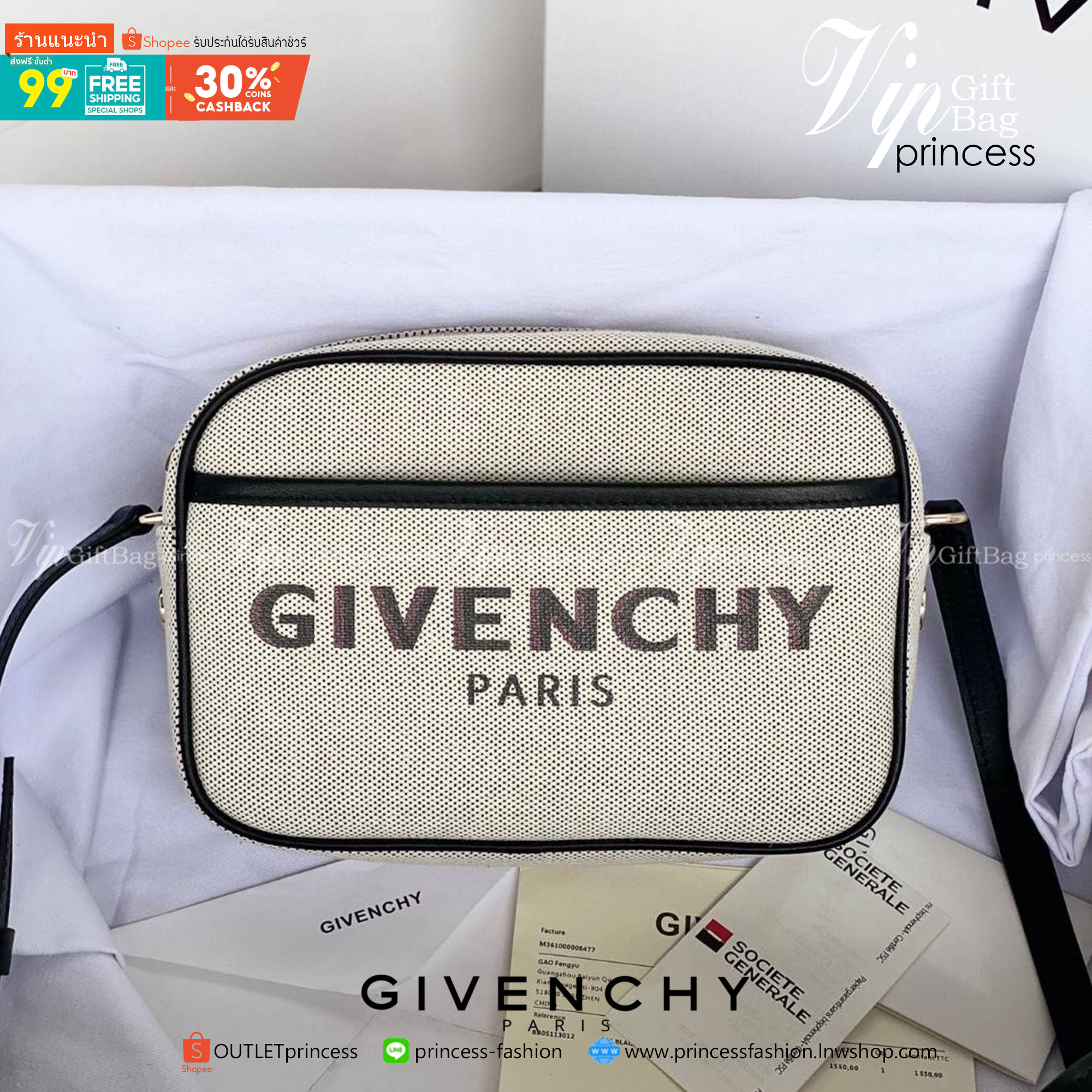 พรีเมี่ยมกิ๊ฟแท้ 100% 】พร้อมส่งที่ไทย ที่นี่ที่เดียว VIP gift Givenchy Bond solo bag หนังแท้ (black,red)