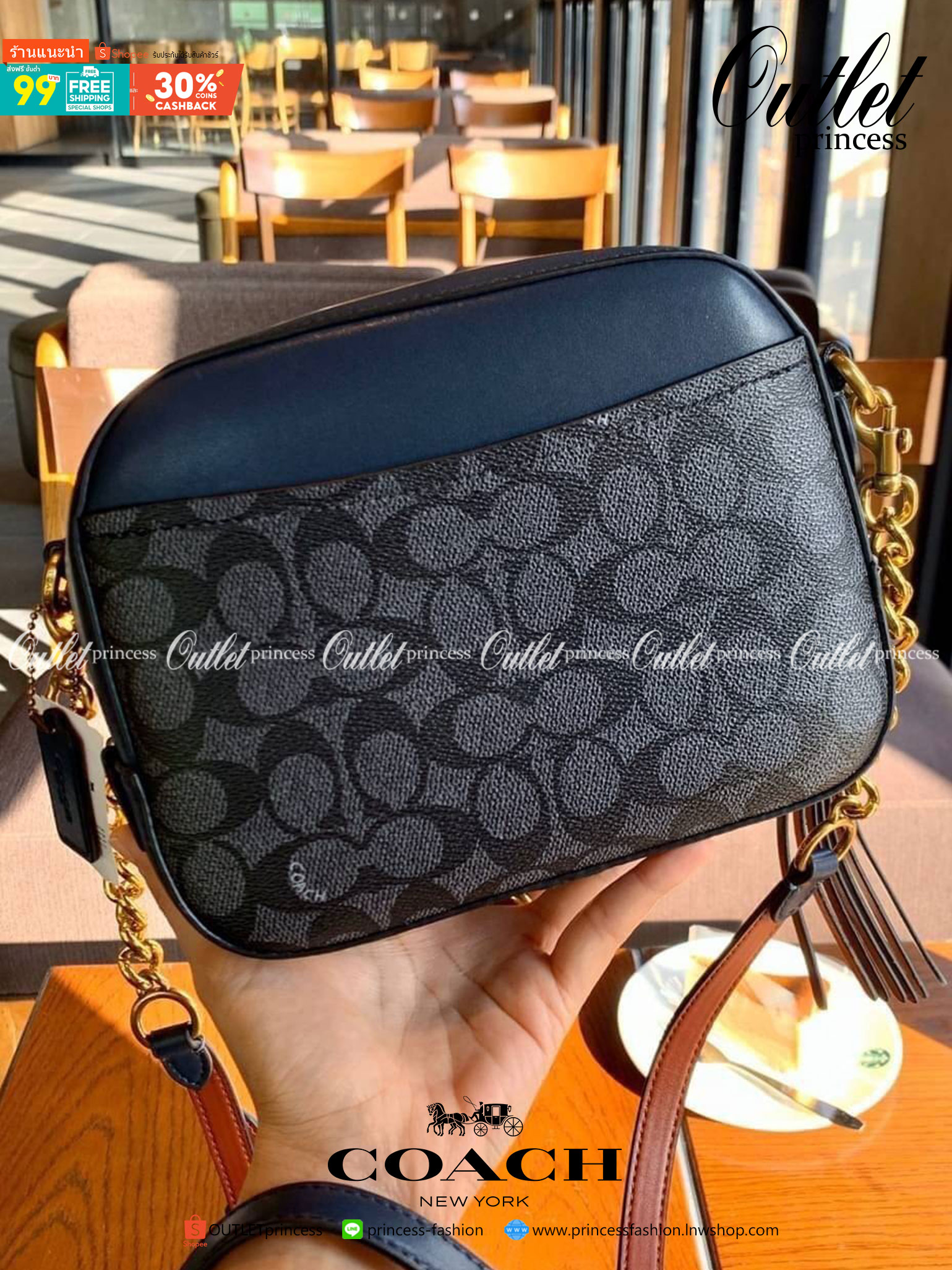 COACH SIGNATURE CROSSBODY BOX BAG ((F31208)) 🔺สินค้าขายดี กระเป๋าสะพายวัสดุหนังแท้ จาก coach factory outlet หนังนิ่ม ทรงสวย ตัวกระเป๋าลายแบรนด์ ตัดขอบหนังเรียบได้สวยงามค่ะ ด้านหน้า-หลัง มีช่องสำหรับใส่ของ เปิดปิดกระเป๋าแบบซิป ที่จับเป็นพวงหนังอะไห