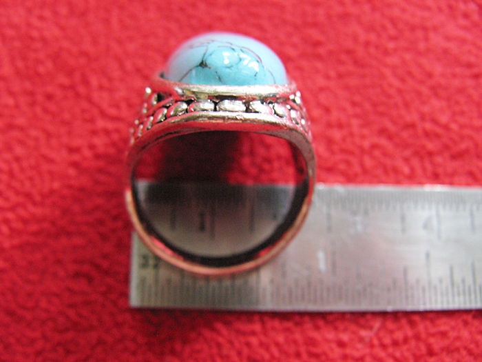 สินค้าหมดค่ะ แหวนหินเทอร์ควอยส์สีฟ้า โรเดียมสีเงิน(มีโชค)แบบ4ค่ะ