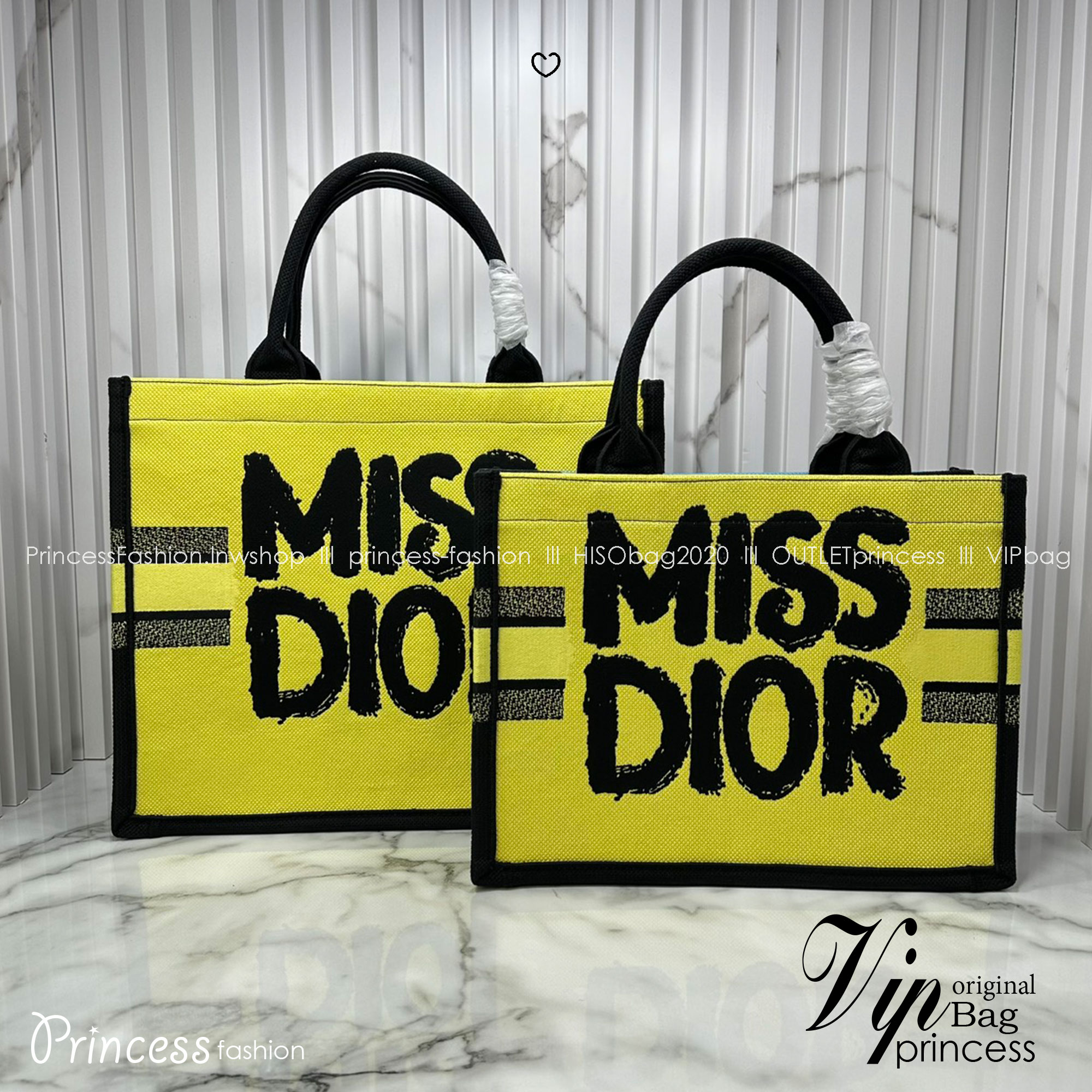 ORI หนังแท้ | ORI หนังแท้ | Dior BookTote Yellow-Blue Miss Dior Embroidery Tote Bag กระเป๋าทรงโท้ทคอลใหม่ โทนสีสดใสคลาสสิก สวยงามและหรูหรา
