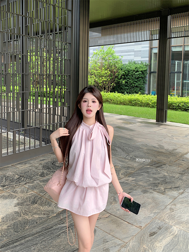 พร้อมส่ง ⛵️ Merritt dress เดรสคอผูกสีชมพูหวานพาสเทลน่ารักมาก (IN38752)