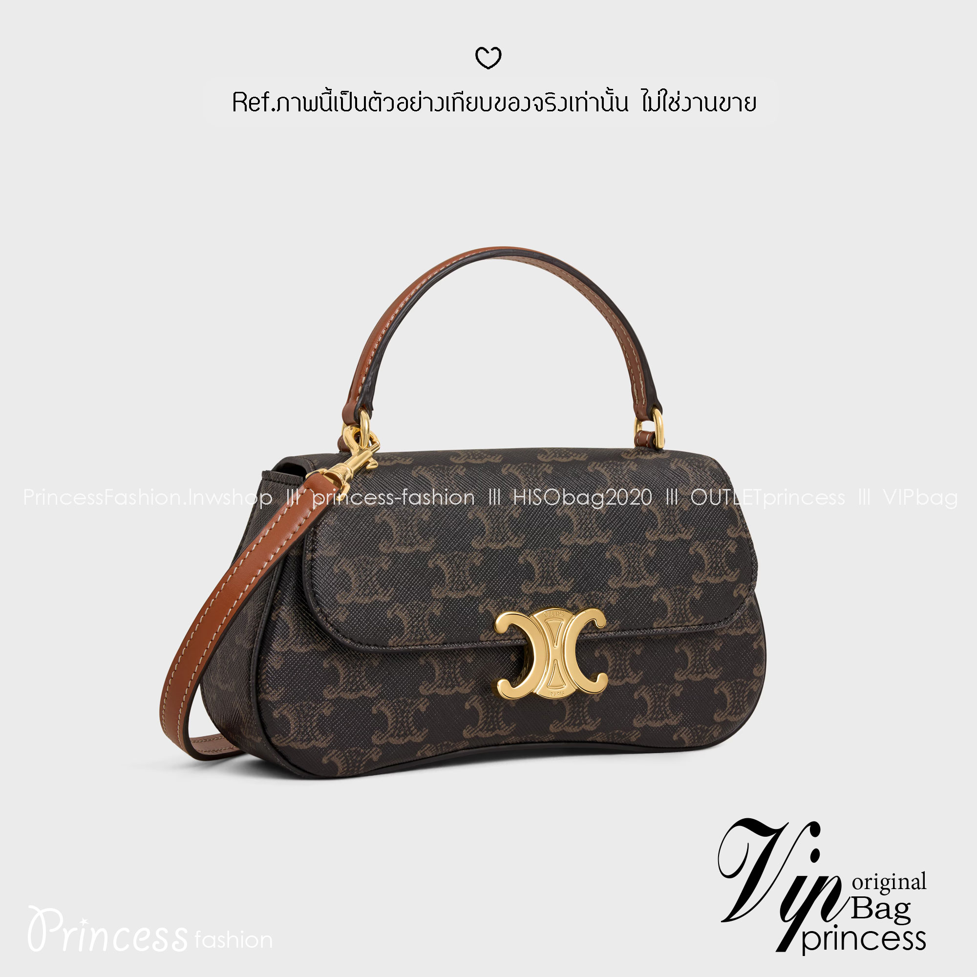 ORI หนังแท้ | CELINE LOLA TEEN size in Triomphe canvas and leather กระเป๋าสะพายทรงคลัช แคนวาสโมโนแกรมอันเก่าแก่ของแบรนด์กูร์ตูร์ คอลเลคชั่น Essentials เหนือกาลเวลาสำหรับผู้หญิงและผู้ชาย
