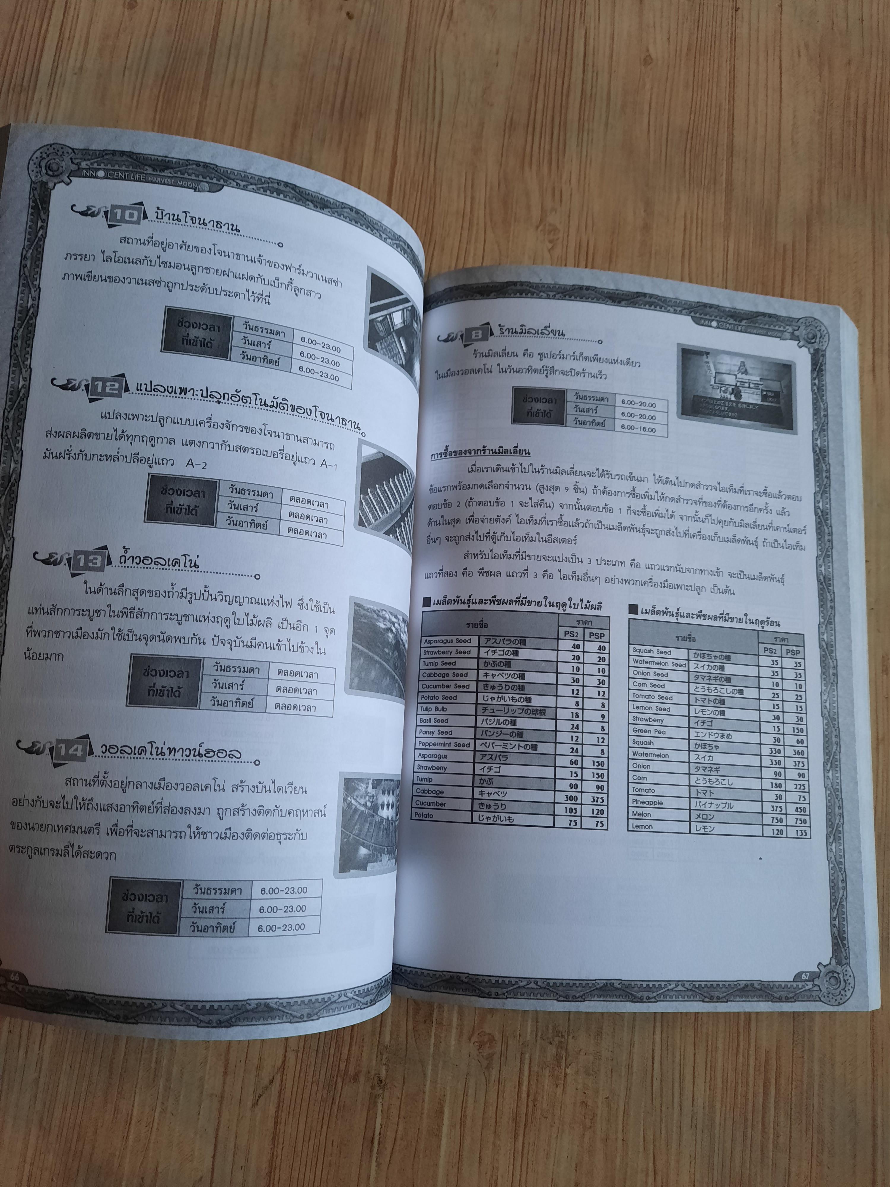 คู่มือเฉลยเกม PS2 HARVEST MOON INNOCENT LIFE PURE***สินค้าหมด***