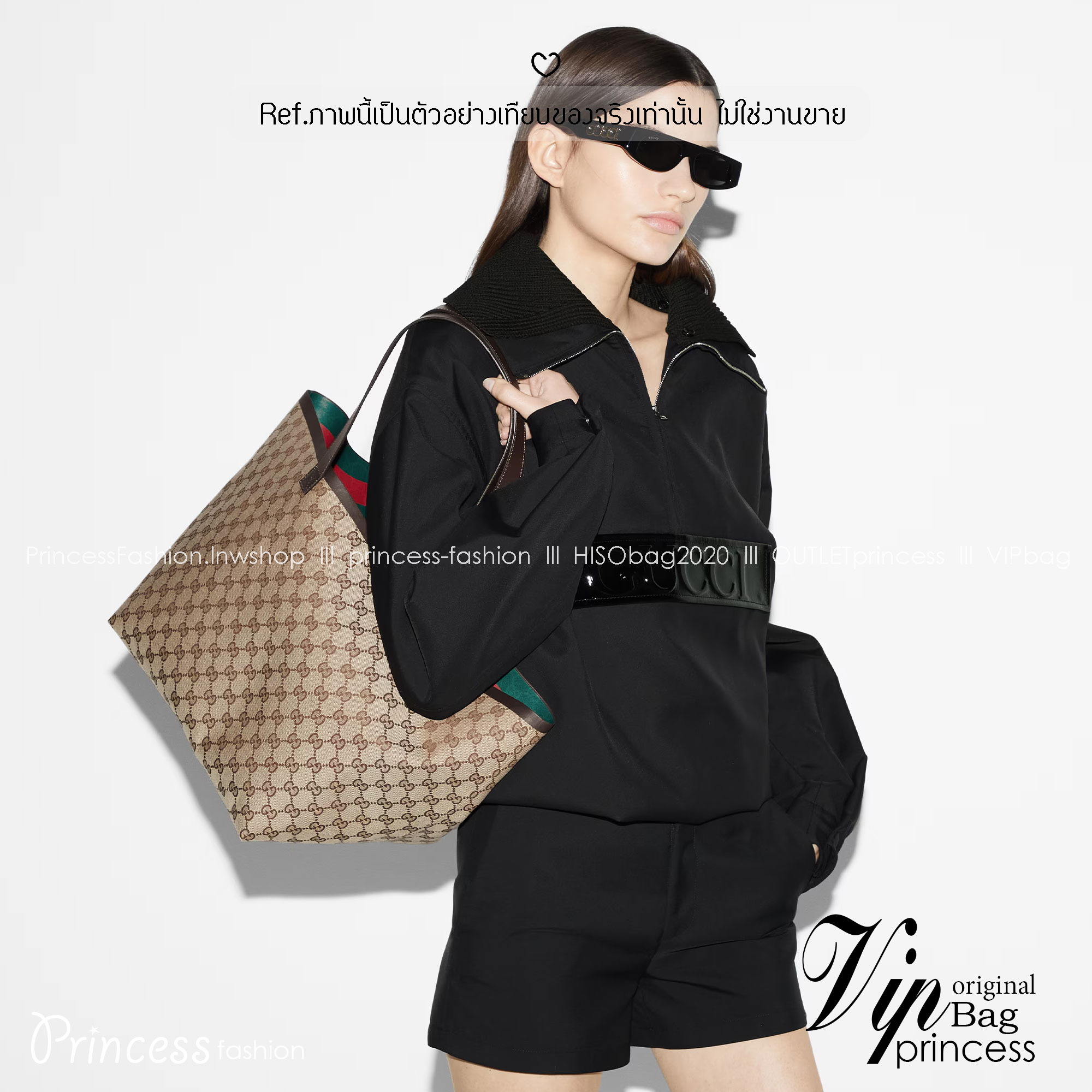 GUCCI Totissima medium tote bag กระเป๋าสะพายทรงโท้ทใบใหญ่รุ่นใหม่ สีน้ำตาลสวยงามเป็นเอกลักษณ์ งานสวยหรูคลาสสิคไม่มีเอ้าท์ ภายในโล่งกว้างและจุมาก