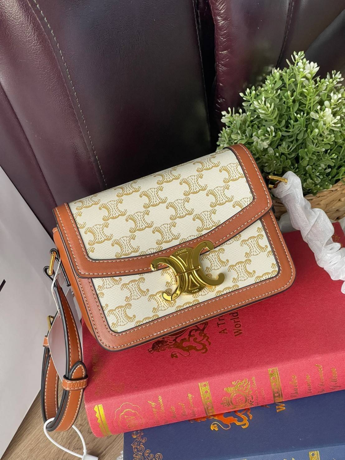 VIP 】Celine TEEN MEDIUM TRIOMPHE BAG IN TRIOMPHE CANVAS สาวๆที่กำลังมองหากระเป๋าน่ารักเอาไว้ใช้ในวันสบาย ๆ แต่ไม่รู้เลือกกระเป๋า Celine รุ่นไหนดี แนะนำรุ่นนี้เลยคะ เป็นกระเป๋าสะพายข้างขนาดกำลังดี สวยแบบคลาสสิก หรูหราด้วยแคนวาสเคลือบลาย Triomphe อีกทั้งยัง