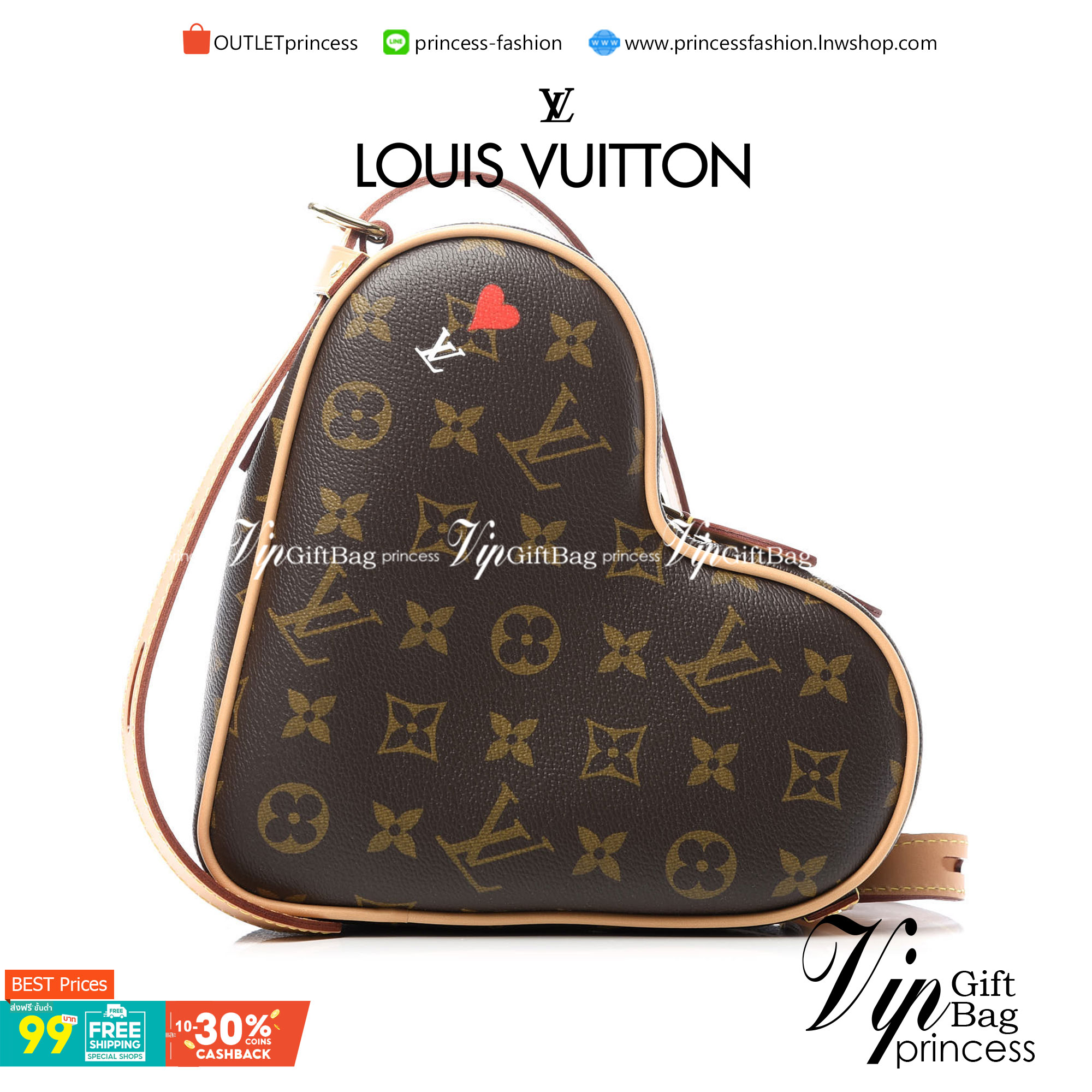 VIP GIFT 】หนังแท้ LOUIS VUITTON Monogram Game On Coeur "HEART" กระเป๋าสะพายรูปทรงหัวใจดีไซน์เผ็ดมากกก!! ภายในเป็นช่องโล่ง สายสะพายปรับใช้ได้ตามสะดวก ใบจริงสวยงามเบอร์ล้าน สาวๆ ต้องหลงรักแน่นอนเลยค่ะ