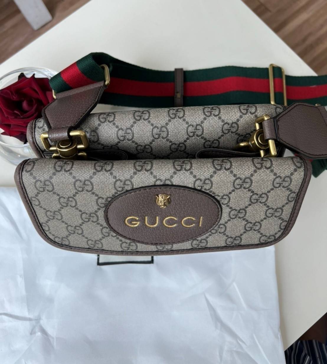 Gucci Neo Vintage Belt Bag / Gucci Ophidia Belt Bag กระเป๋าสะพายข้าง วัสดุผ้าใบ GG Supreme เปิดปิดแม่เหล็ก มี3ช่องแยกกันเป็นสัดส่วน ซับในผ้าฝ้ายและลินิน สายปรับระดับได้ ถอดสายไม่ได้