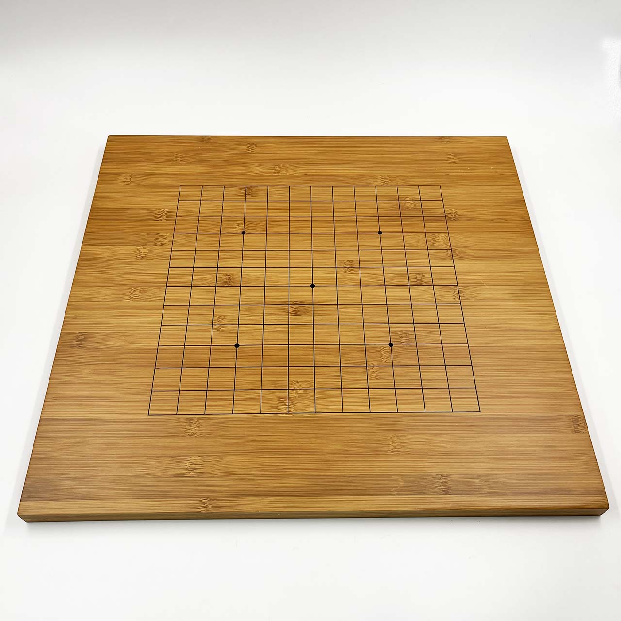 กระดานหมากล้อมไม้สีเข้มมีลวดลายไม้แผ่นกระดาน19x19เส้นและ13x13เส้น หนา2cm.