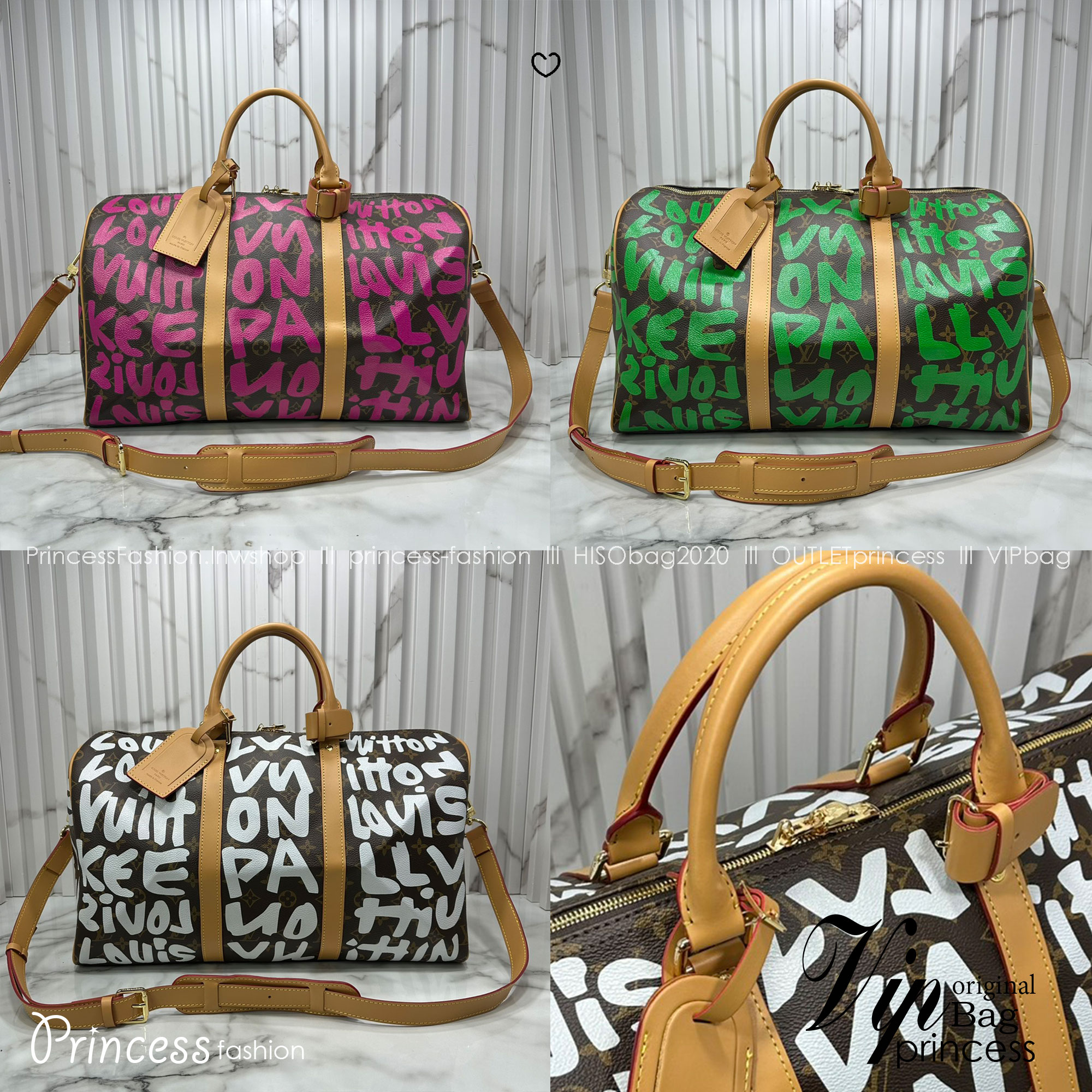 ORI หนังแท้ | LV Stephen Sprouse Graffiti Keepall 42cm กระเป๋าสะพายทรงคีฟออลใบใหญ่ ลวดลายตัวอักษรกราฟฟิกเต็มใบ