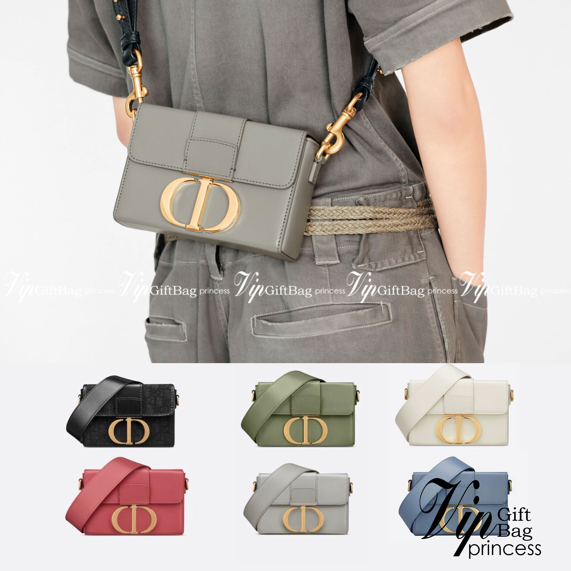 Dior 30 Montaigne Box Bag 7" / DIOR MINI BAG กระเป๋าสะพายดิออร์ เอกลักษณ์ของความหรู ไซส์มินิทรงสี่เหลี่ยมหนังเรียบสวยหรูอยู่ทรงเปิดปิดด้วยฝาปิดโลโก้แบรนด์อะไหล่ทอง ภายในโล่งมีโลโก้สามารถใส่มือถือของใช้จุกจิกได้ สายสะพายหนังยาวถอดได้ปรับระดับได้ สามาร