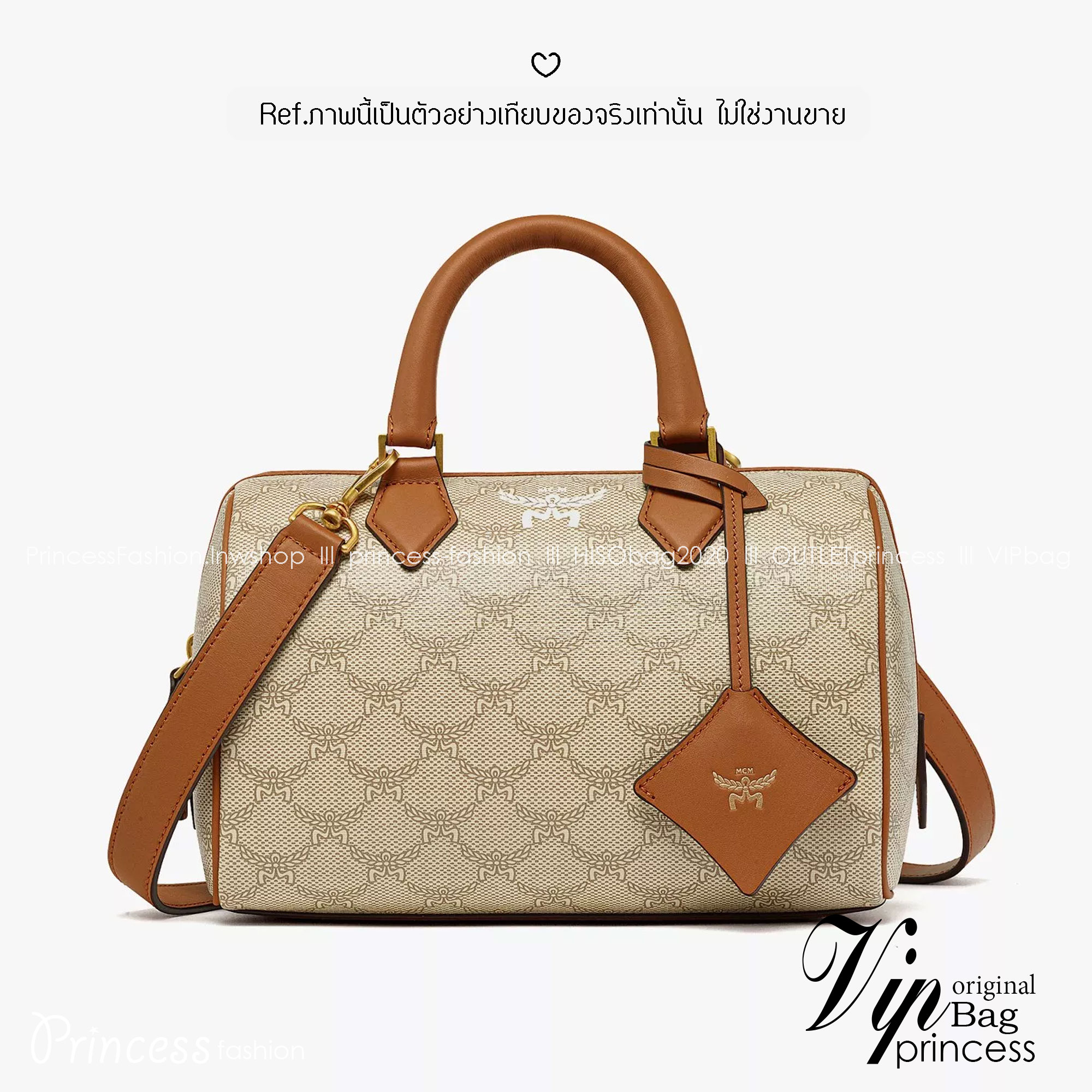 Small M.C.M Ella Boston bag in Lauretos pattern กระเป๋าทรงหมอนยอดฮิต คอลเลคชั่นใหม่ ไม่มีเอ้าท์ เกรดท็อปออริ 1:1 สลับแท้ ใช้งานต่างประเทศได้
