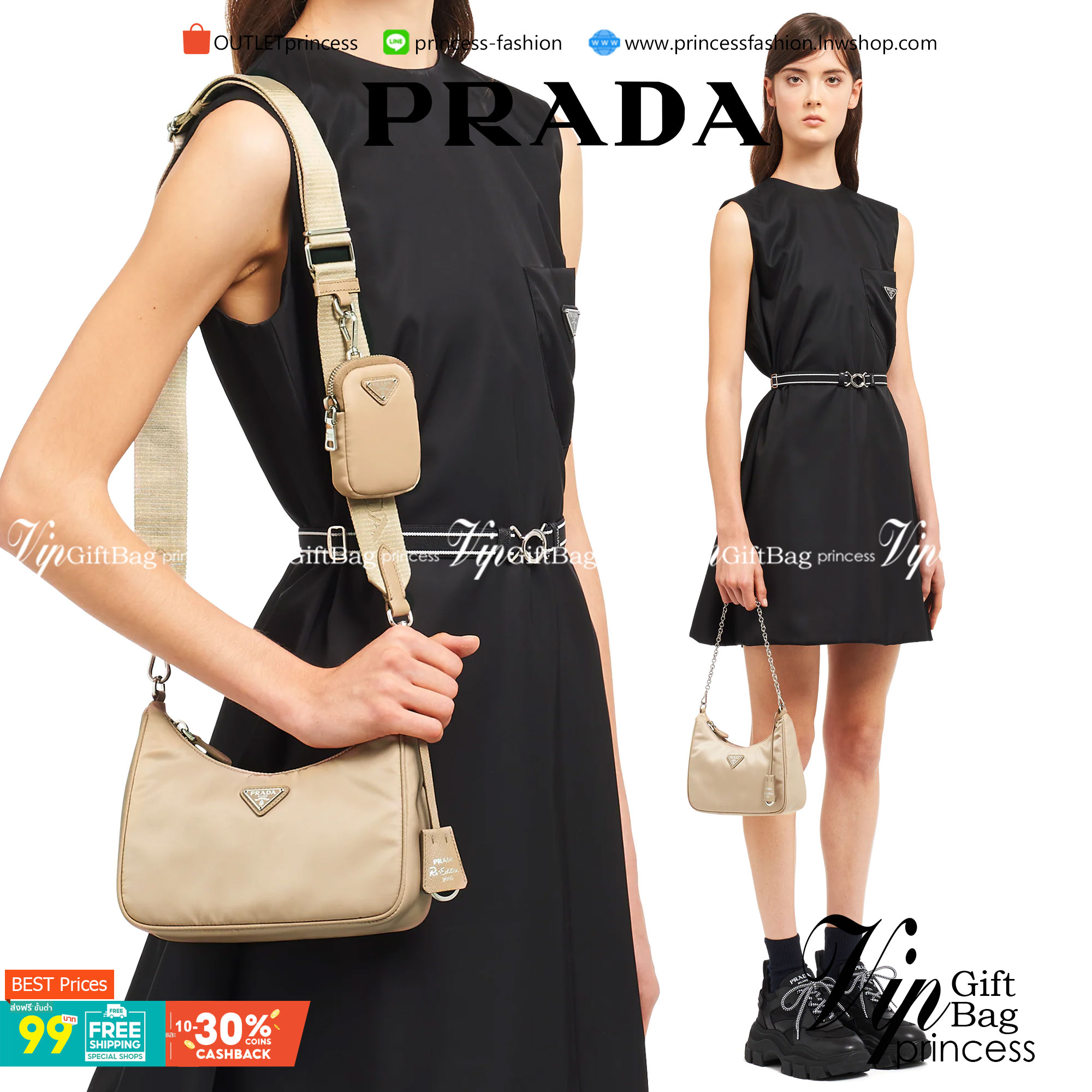 Prada Re-Edition 2005 Re-Nylon bag ใบเดียวคุ้มมากค่ะ อุปกรณ์ ครบชุด **ซื้อ1ได้ถึง3ไอเท็ม ทั้งสายยาว และกระเป๋าใส่เหรียญ และป้ายแท็คหนัง อย่างดี **อะไหล่ปั้มแบรนด์แท้ทุกจุด วัสดุทำจากผ้า Nylon อย่างดี กันน้ำได้ อยู่ทรงสวย สามารถใส่กระเป๋าตังค์ใบกลางได้ ถอด