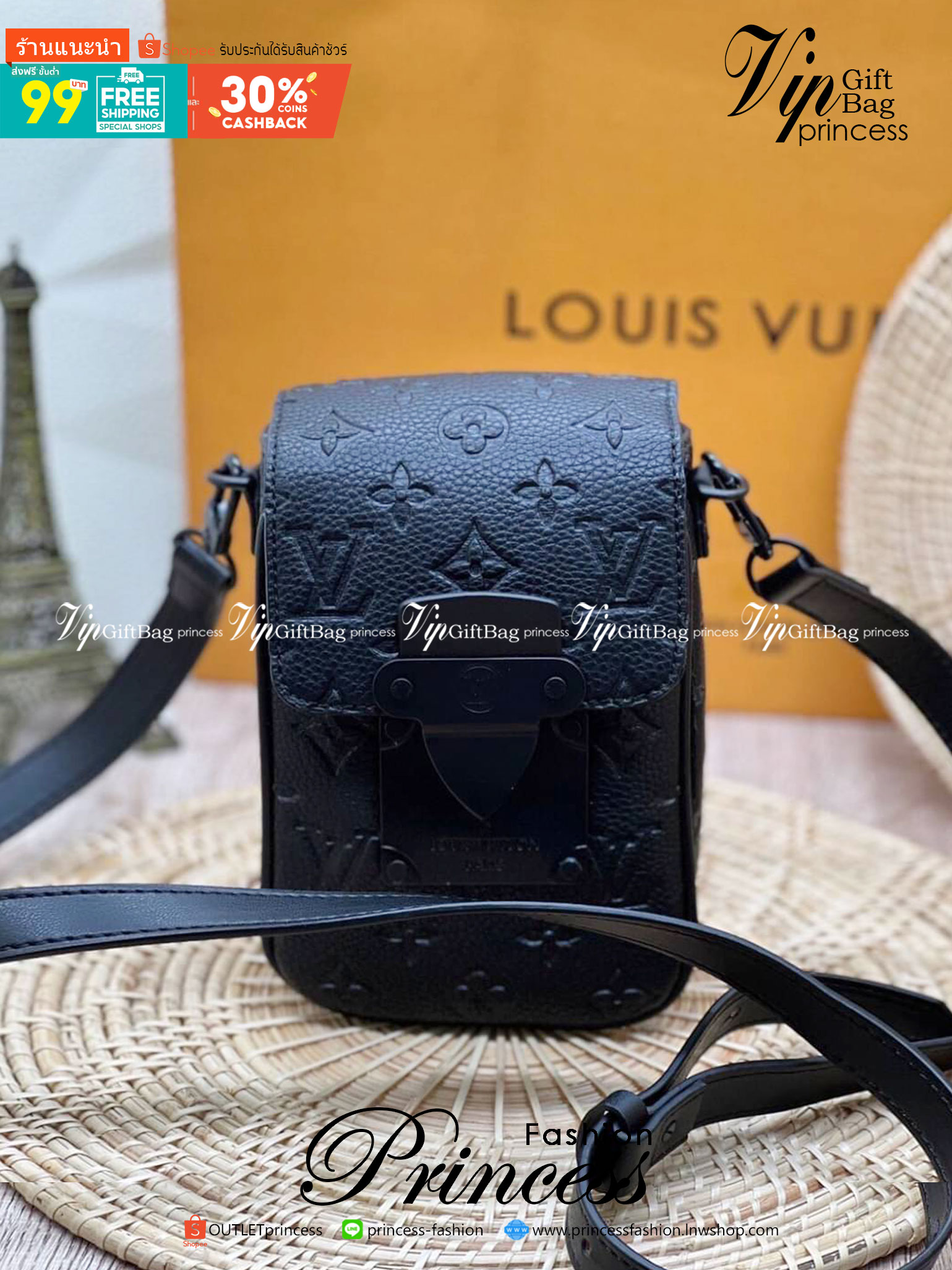 LV S-Lock Vertical wearable wallet / LV Phone bag Black Taurillon Monogram leather Cowhide-leather trim เกรดออริจินอล ใช้ได้ทั้งผู้หญิงผู้ชาย พร้อมส่งที่ไทย ภาพสินค้าถ่ายจากงานขายจริง ใช้งานต่างประเทศได้