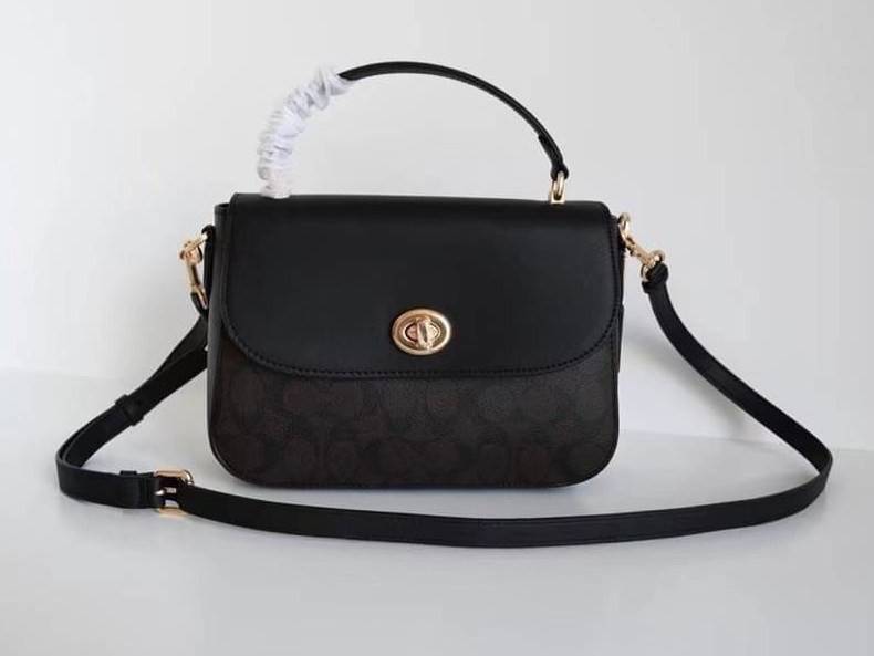 Coach Marlie Top Handle Satchel In Signature Chambray & Canvas Brown Black C1765