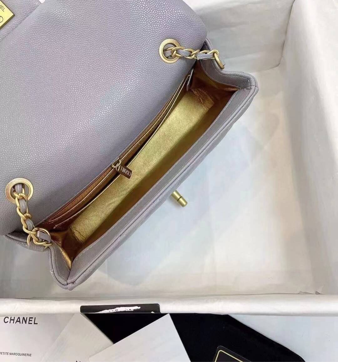 CHANEL MINI FLAP BAG CAVIAR Leather GOLD tone hardware พร้อมส่ง 5 สี