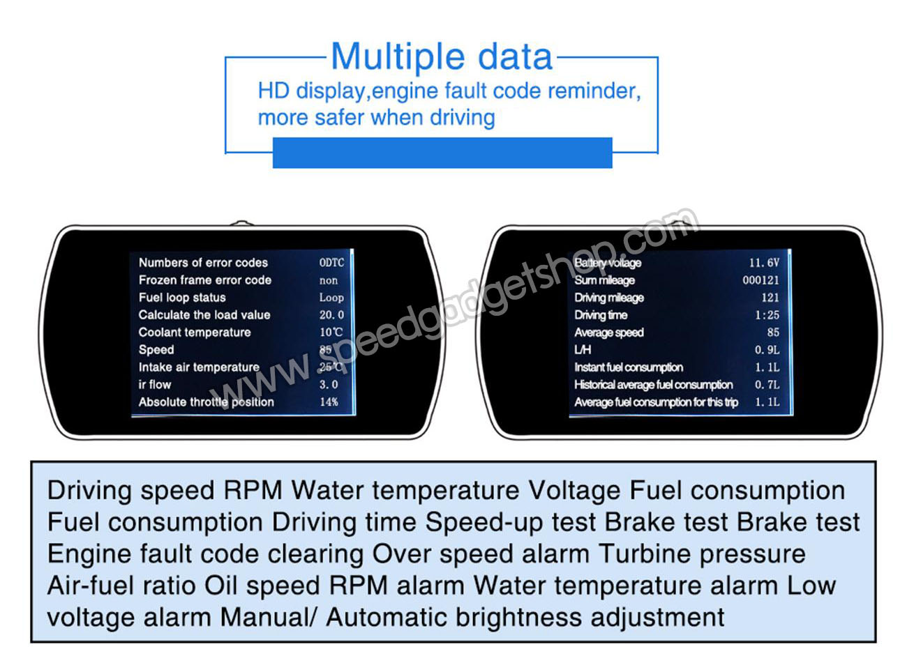 เกจวัด OBD obd2 Smart gauge Display Meter รุ่น P12 เกจวัดความร้อนหม้อน้ำ เกจวัดความเร็ว วัดรอบ วัดแบต แบบมีเสียงเตือน ติดตั้งกับ port obd2 ไม่ต้องตัดต่อสายไฟ (อ่านโค้ด ลบโค้ด เครื่องยนต์ได้)