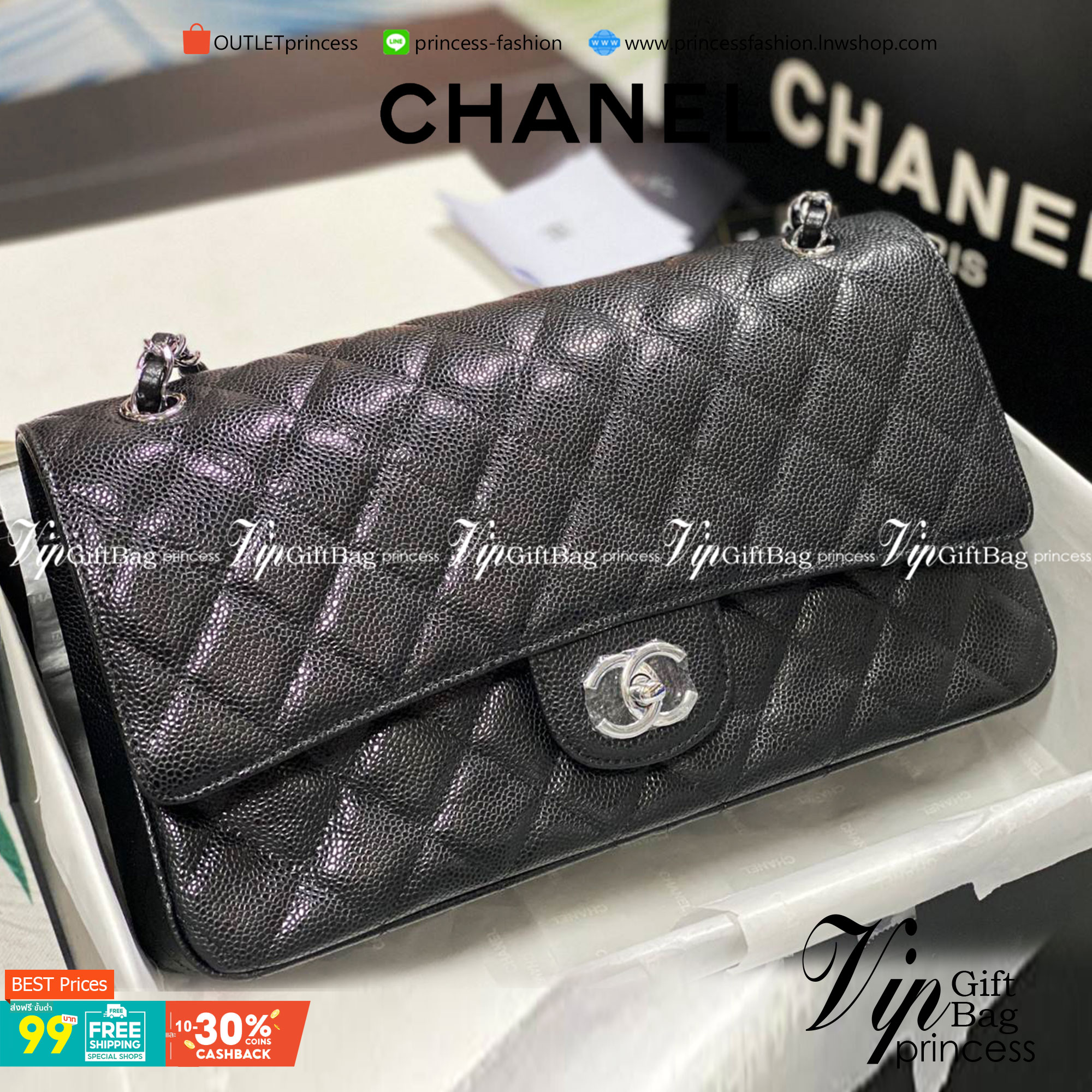 CHANEL LARGE CLASSIC JUMBO HANDBAG 30cm พร้อมส่งที่ไทย Lambskin & Grained Calfskin