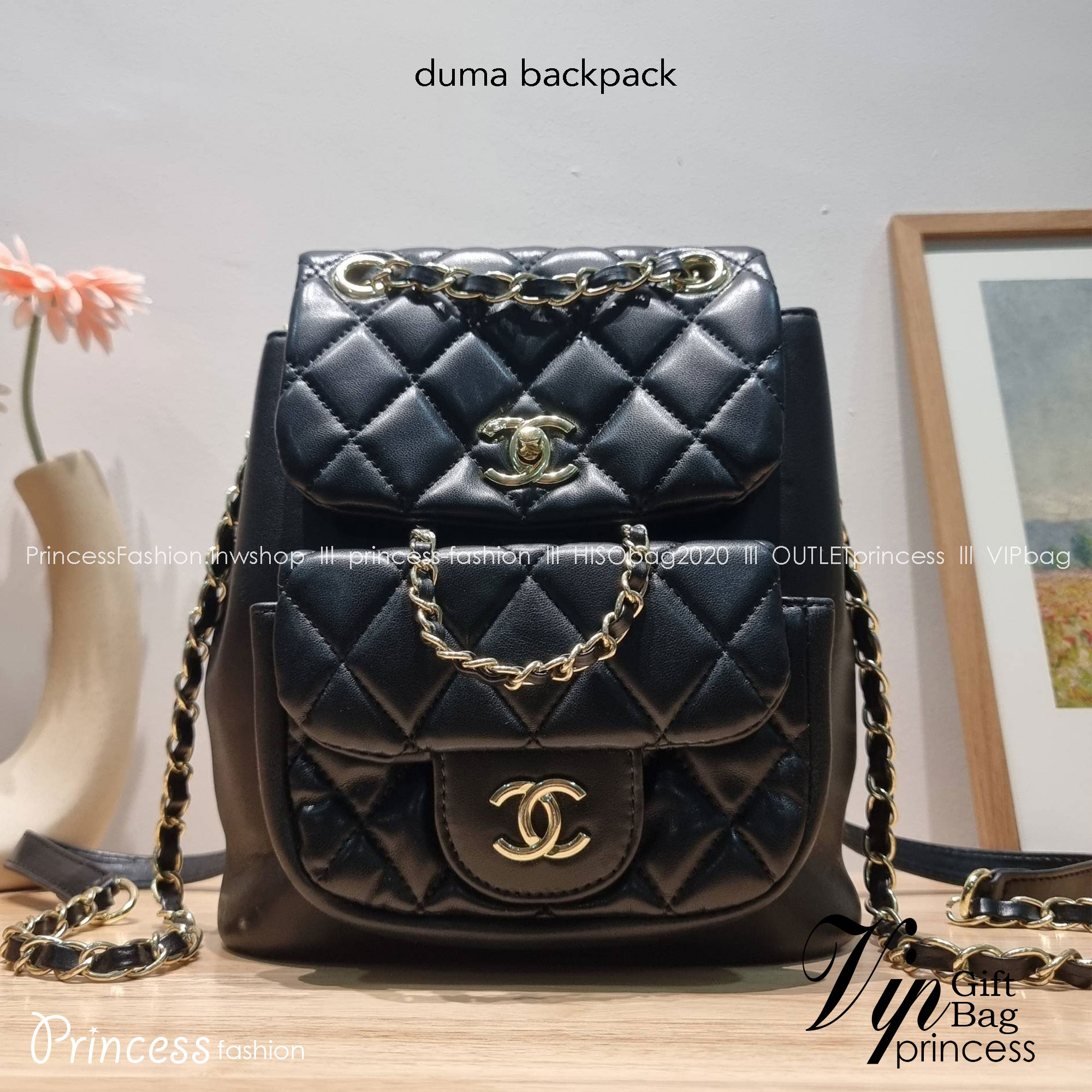 CHANEL duma backpack Black กระเป๋าเป้ ไซส์น่ารัก รูปทรงทันสมัย วัสดุหนังแกะสัมผัสนิ่ม ดีเทลความสวยมากมาย