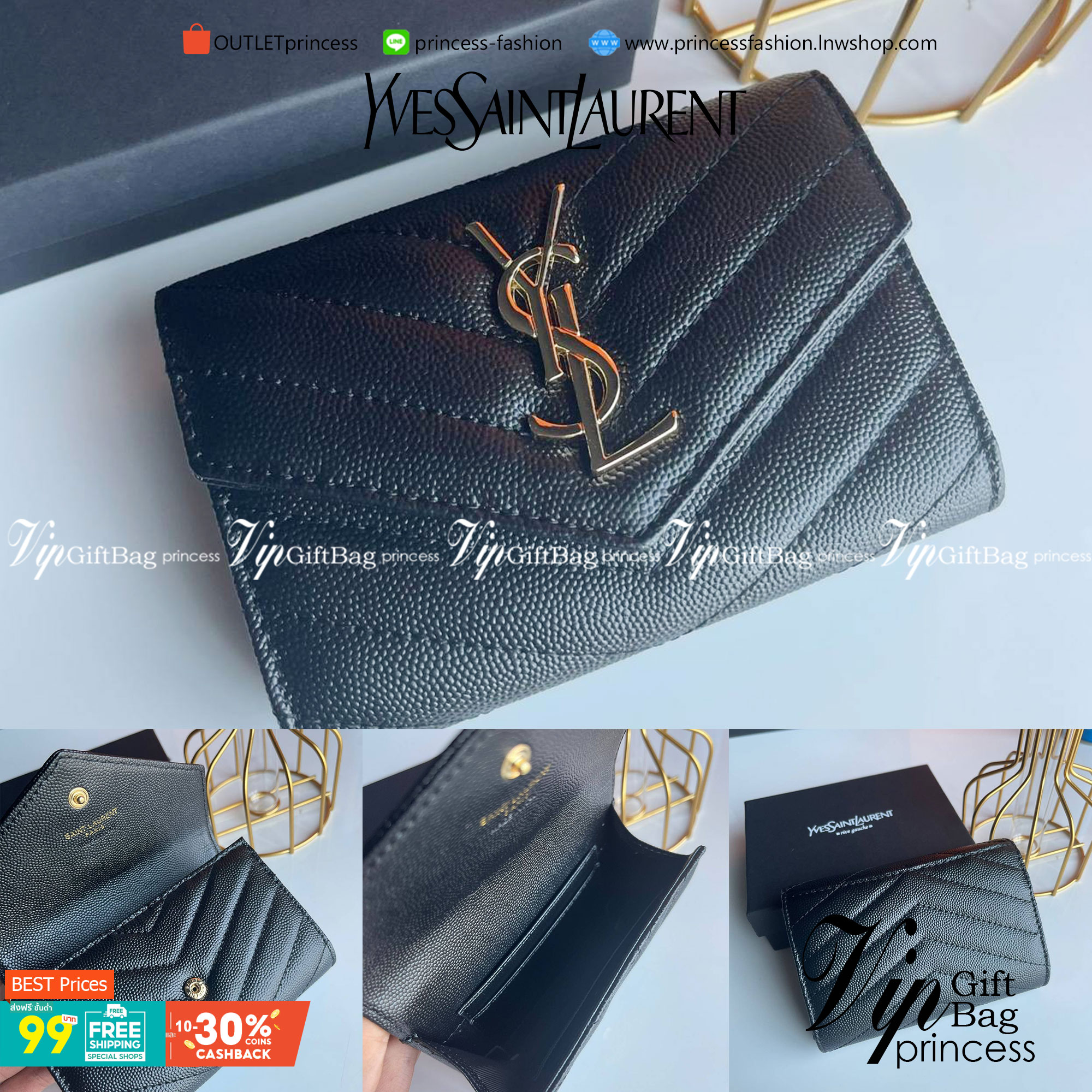 VIP 】YSL SAINT LAURENT SHORT WALLET งานหนังแท้ สวยงามมากมายที่สุดเกินบรรยายเลยค่าาา ได้ไปไม่ผิดหวังแน่นอน เป็นอีกรุ่นหนึ่งที่ห้ามพลาดเลยตอนนี้ กำลังฮิตกันเลยค่าา สาวๆ Must Have!!!! Full Box Set นะค๊าาา
