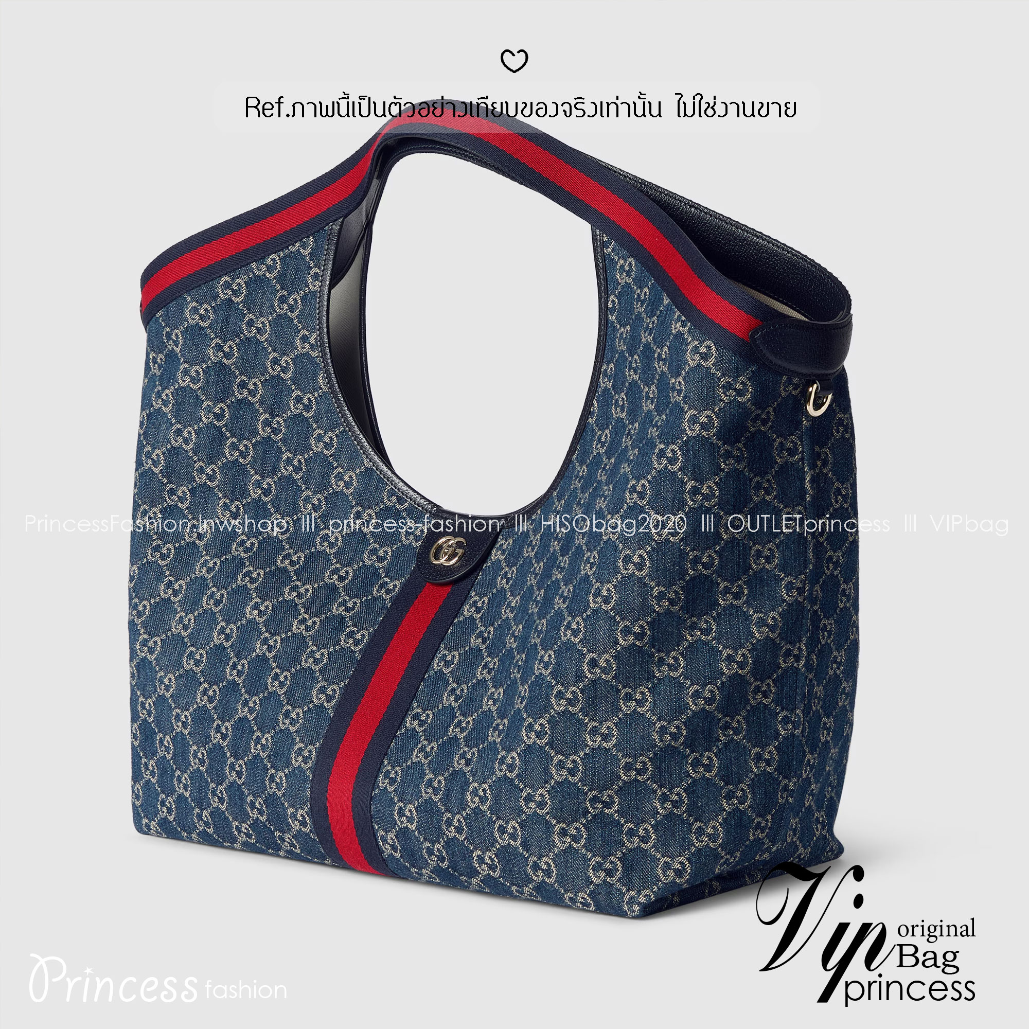 Gucci Giglio Denim Tote Bag กระเป๋าทรงสะพายทรงโท้ทเดนิม ดีไซน์ใหม่ล่าสุด สวยหรู่เท่มาก มาพร้อมใบเล็กเข้าเซ็ท พร้อมสายสะพายยาวเขียวแดงเป็นเอกลักษณ์ ภายในโล่งกว้าง จุของได้เยอะจุใจ ใบจริงสวยน่าใช้มาก สาวๆ ติดแกรมควรมีค่า