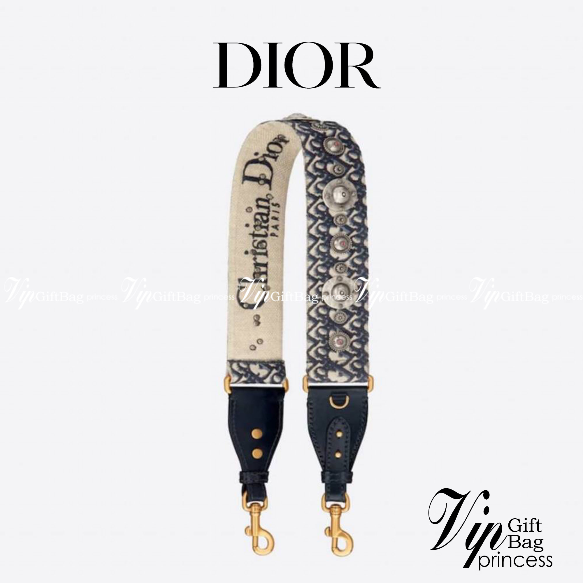 หนังแท้ DIOR shoulder strap with ring พร้อมส่งที่ไทย Jacquard and Black Calfskin สายกระเป๋างานหนังแท้และผ้าแจ็คการ์ด เกรดเทพออริจินอล ภาพสินค้าถ่ายจากงานขายจริง