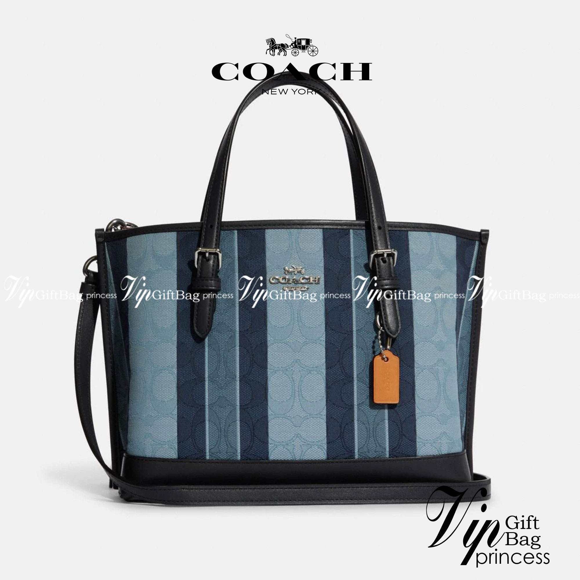 COACH Mollie Tote 25 In Signature Jacquard With Stripes พร้อมส่งที่ไทย ภาพสินค้าถ่ายจากงานขายจริง ใช้งานต่างประเทศได้