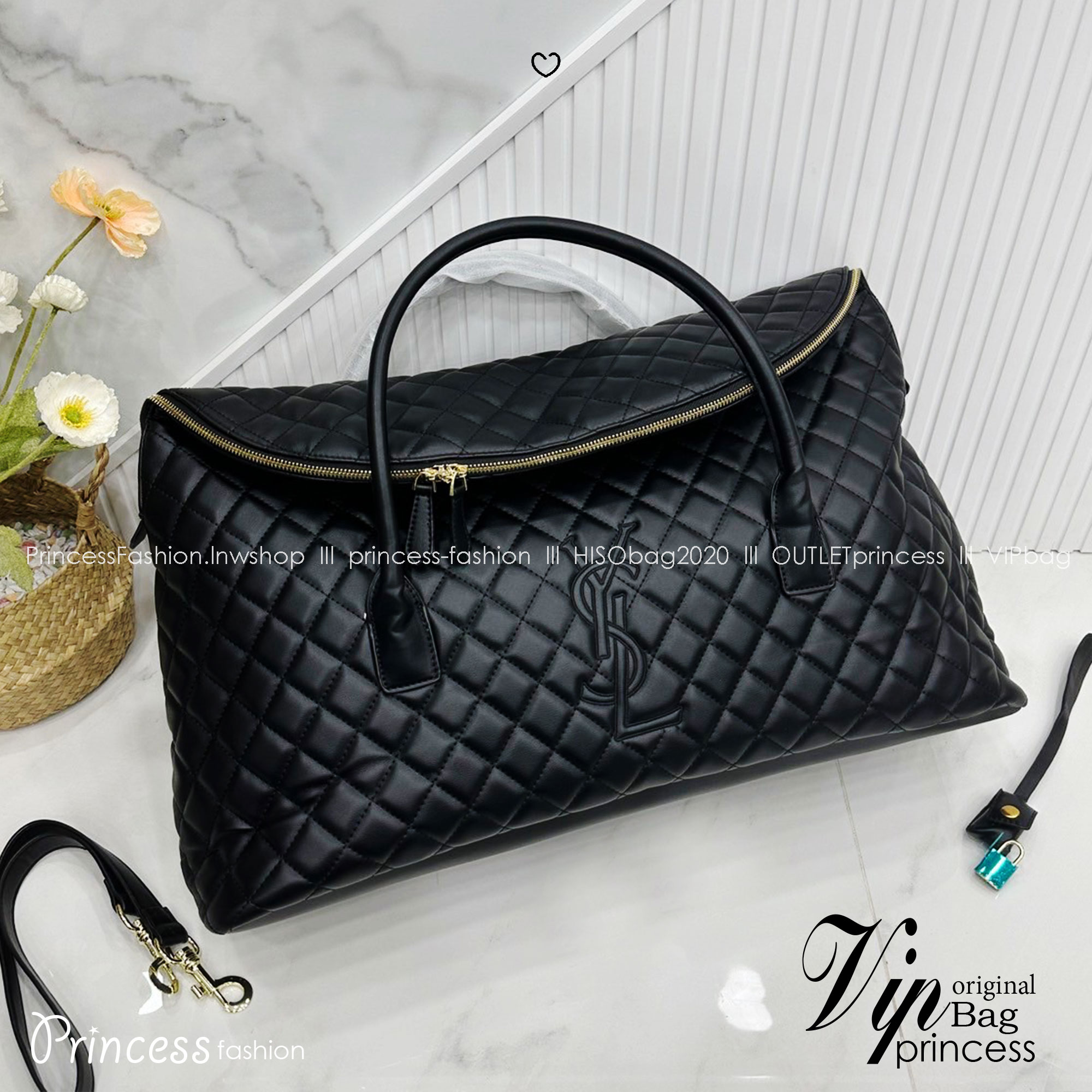 YSL ES GIANT TRAVEL BAG IN QUILTED LEATHER กระเป๋าเดินทางใบใหญ่ ดีไซน์รูปทรงเก๋ ใหม่ล่าสุด ไอเท็มที่ตัวมัมตัวแม่ต้องมี ใบนี้คือที่สุดจริงๆ
