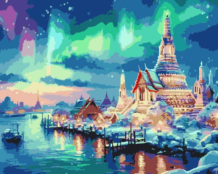 RCG010 ภาพระบายสีตามตัวเลข "เมืองไทยในแสงเหนือ"